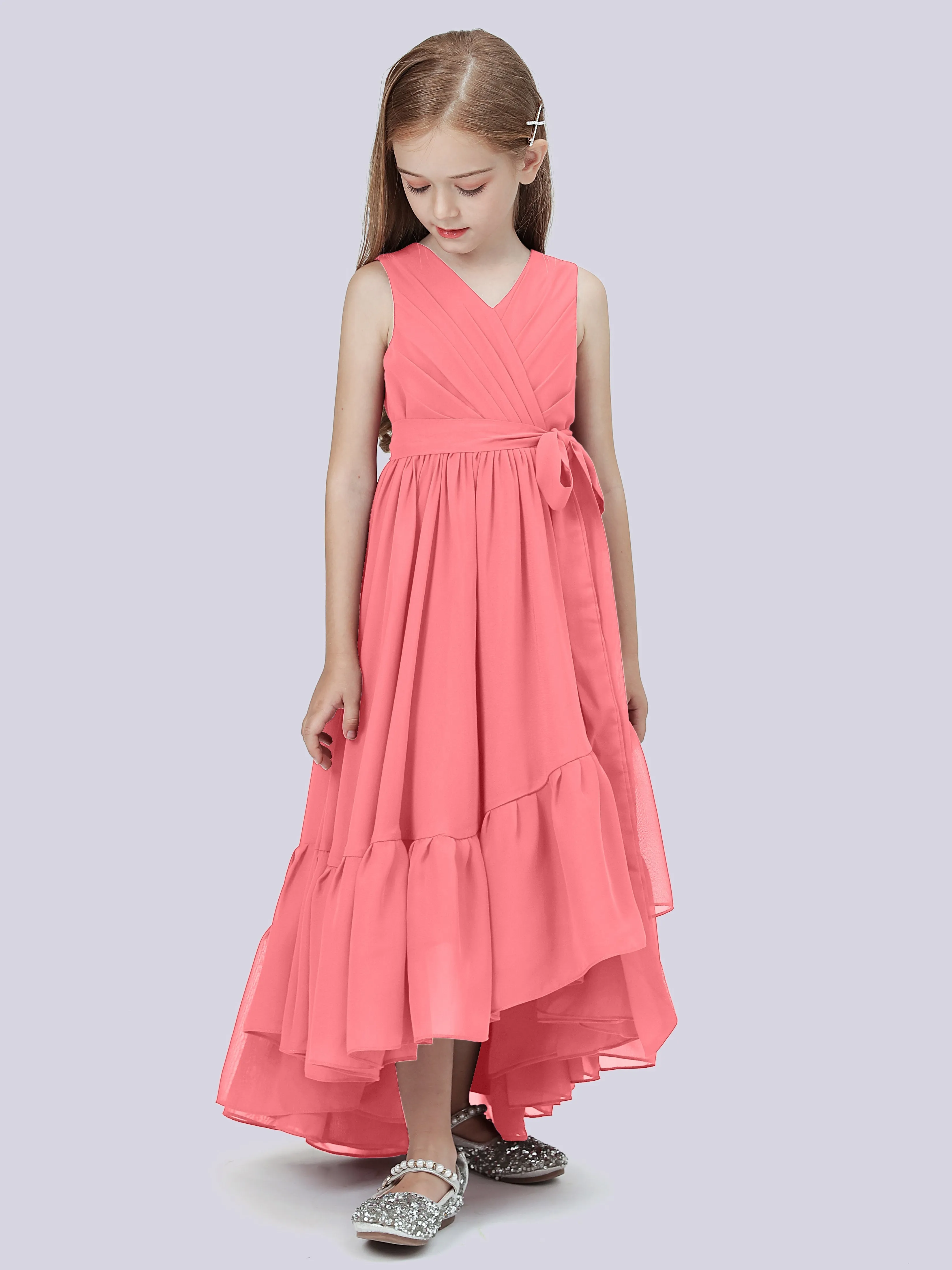 Chiffon High-Low Junior Bridesmaid Dress