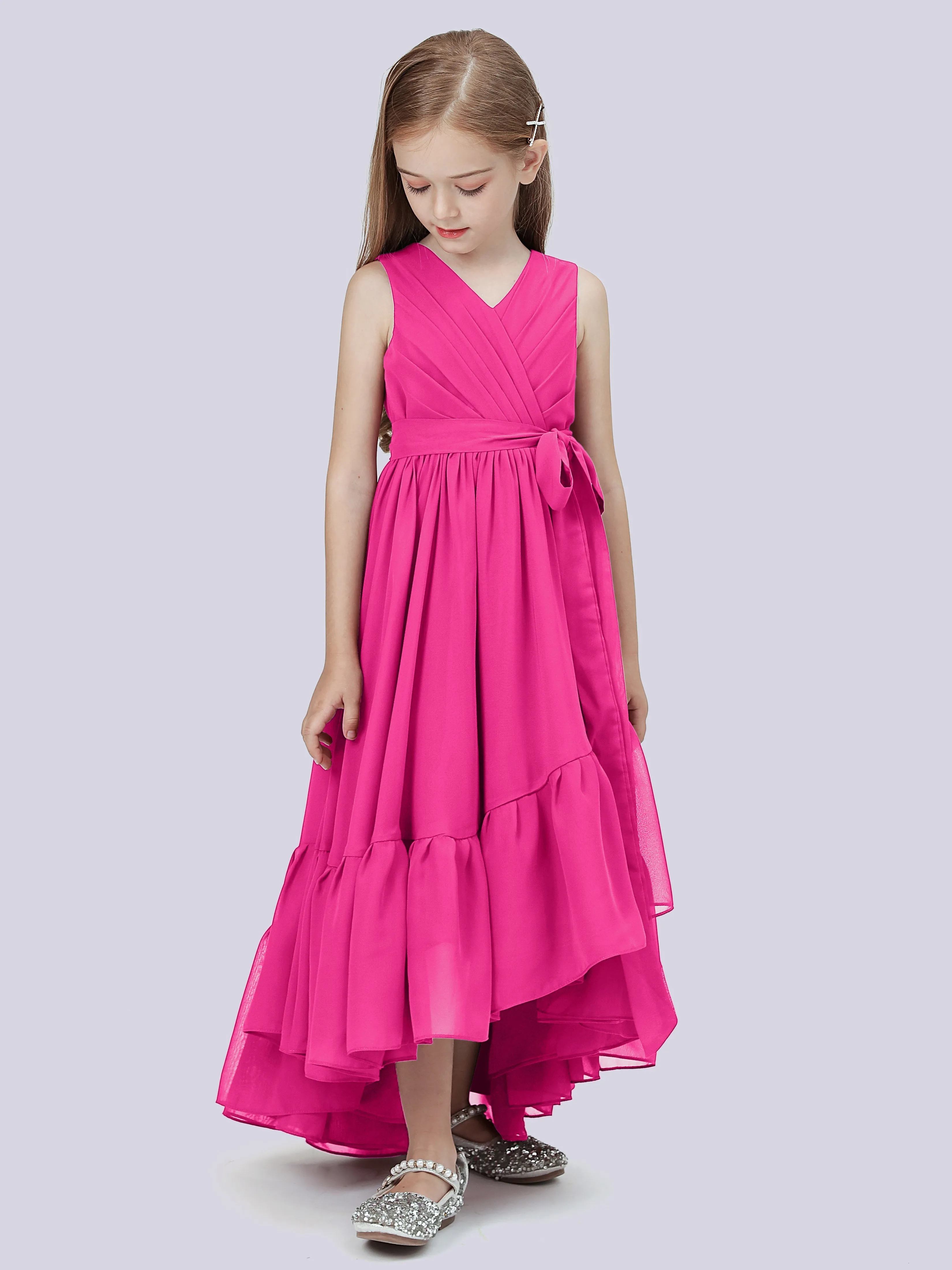 Chiffon High-Low Junior Bridesmaid Dress