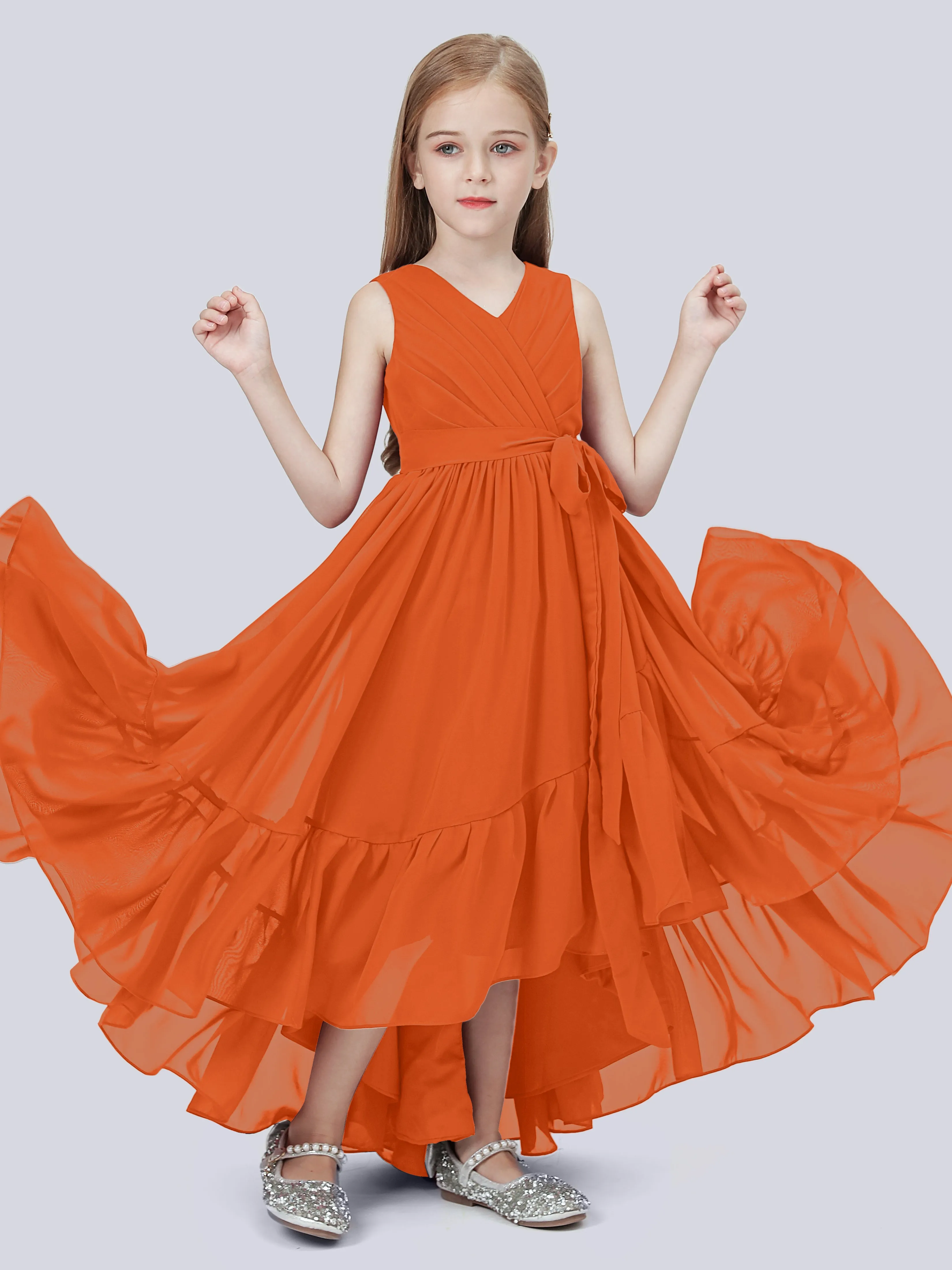 Chiffon High-Low Junior Bridesmaid Dress