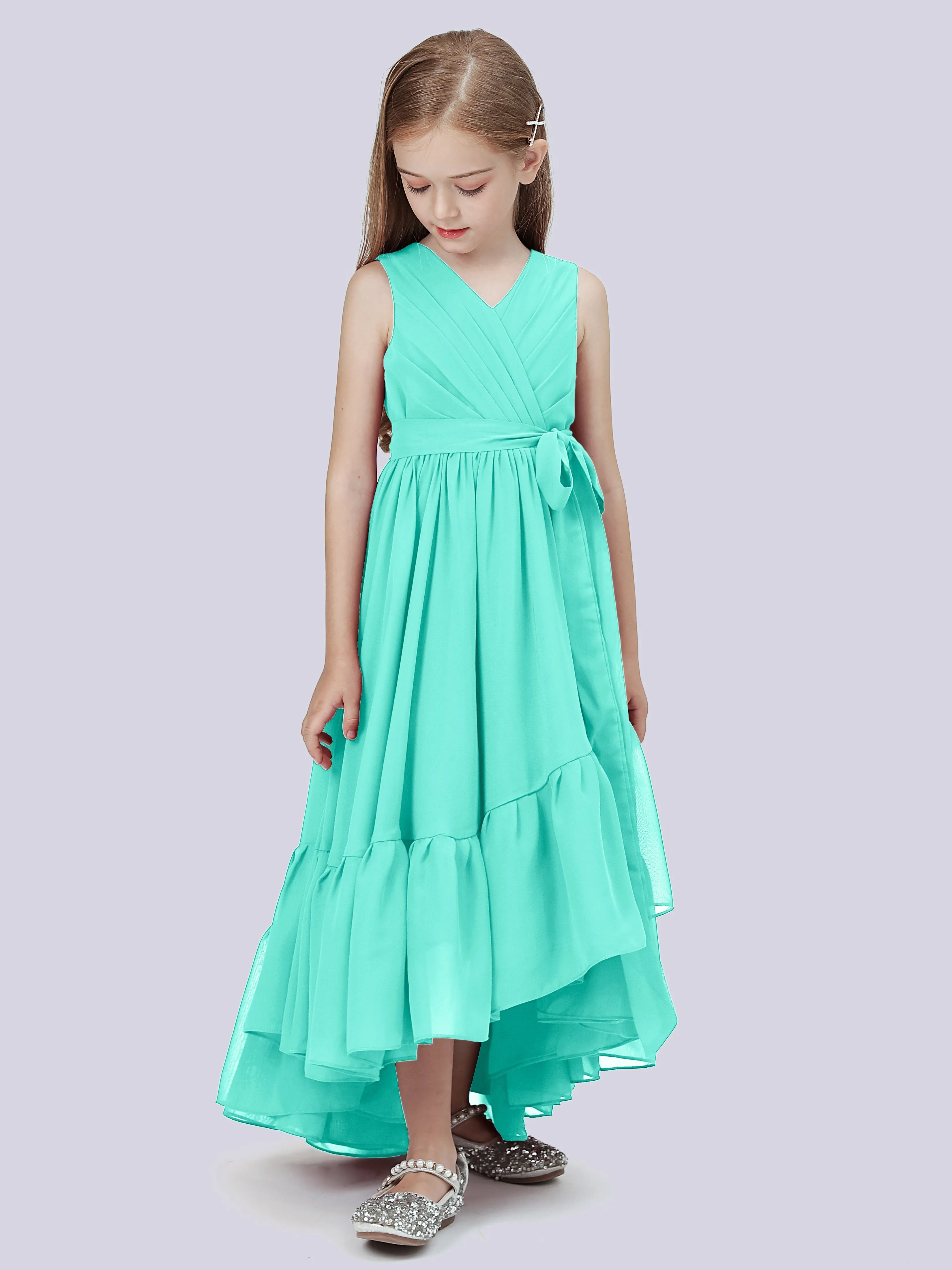 Chiffon High-Low Junior Bridesmaid Dress