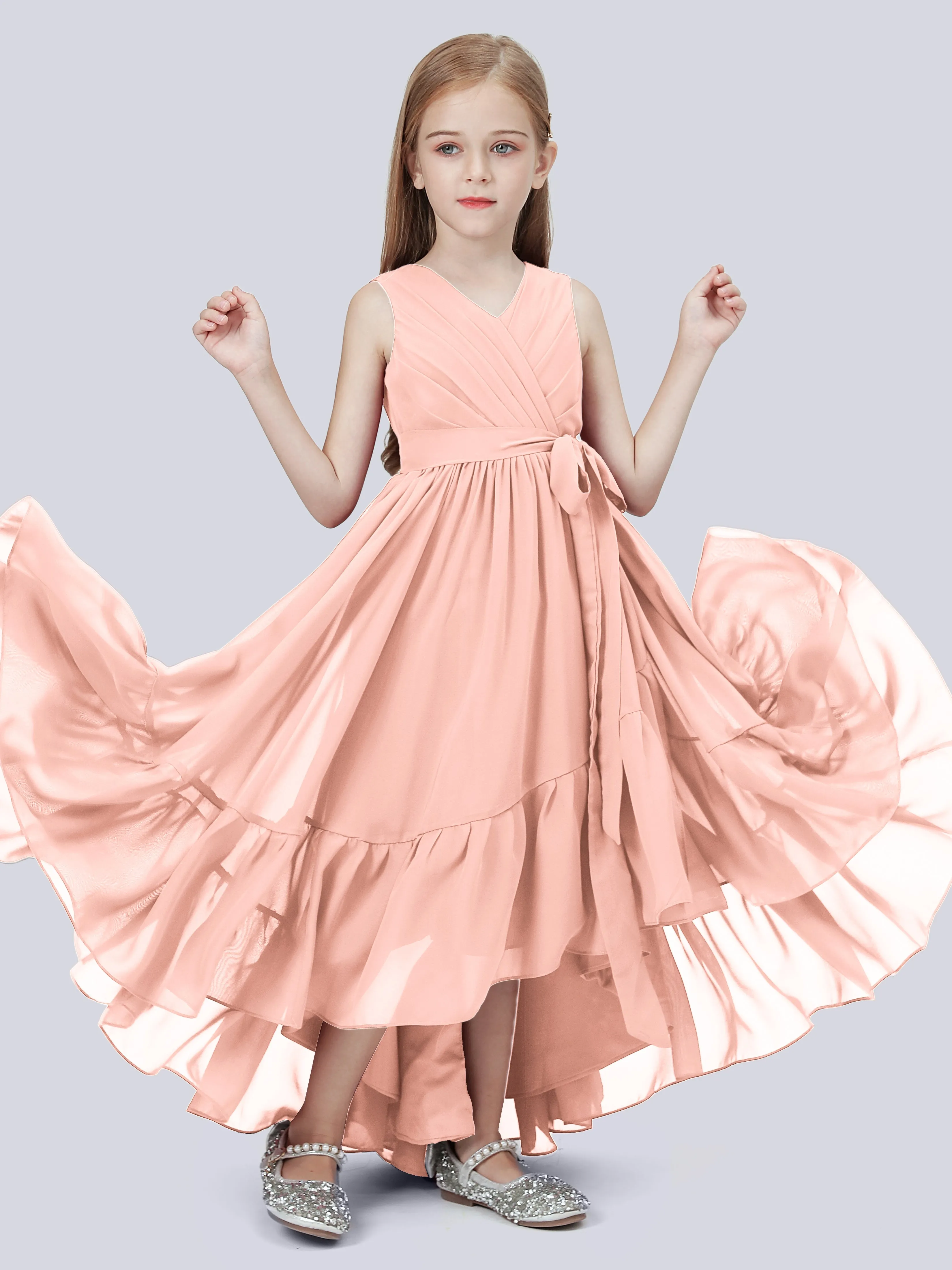 Chiffon High-Low Junior Bridesmaid Dress