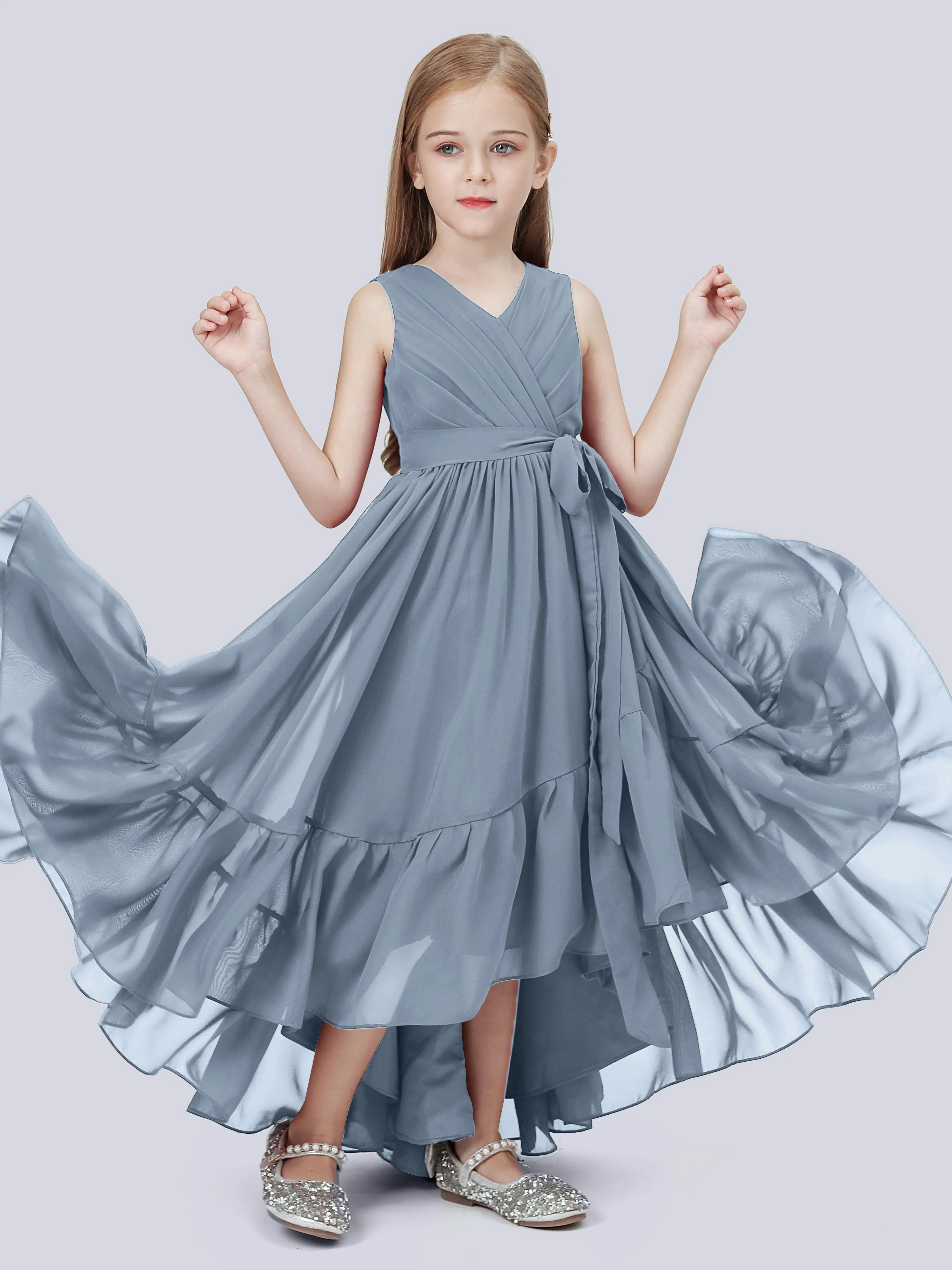 Chiffon High-Low Junior Bridesmaid Dress