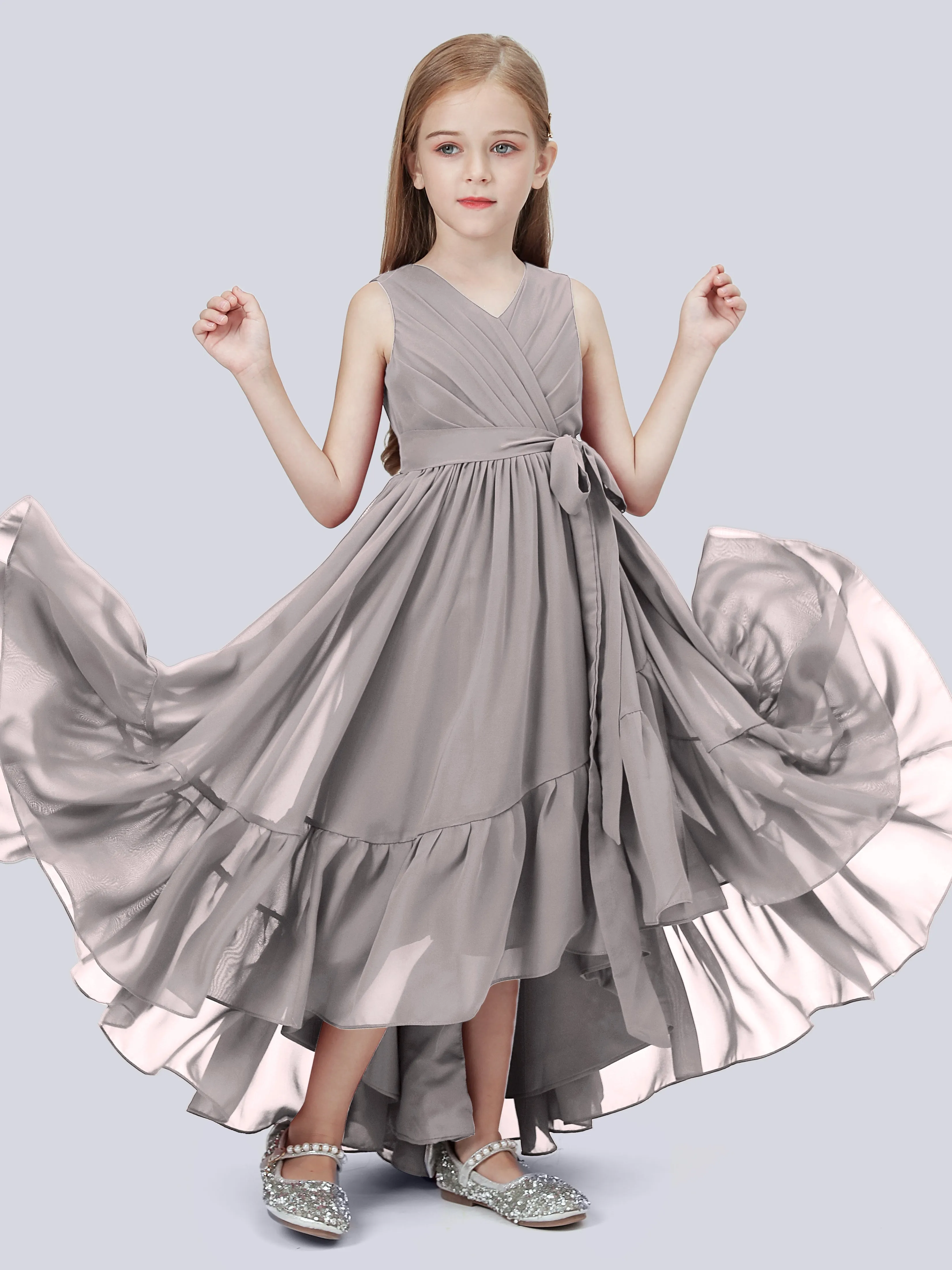 Chiffon High-Low Junior Bridesmaid Dress