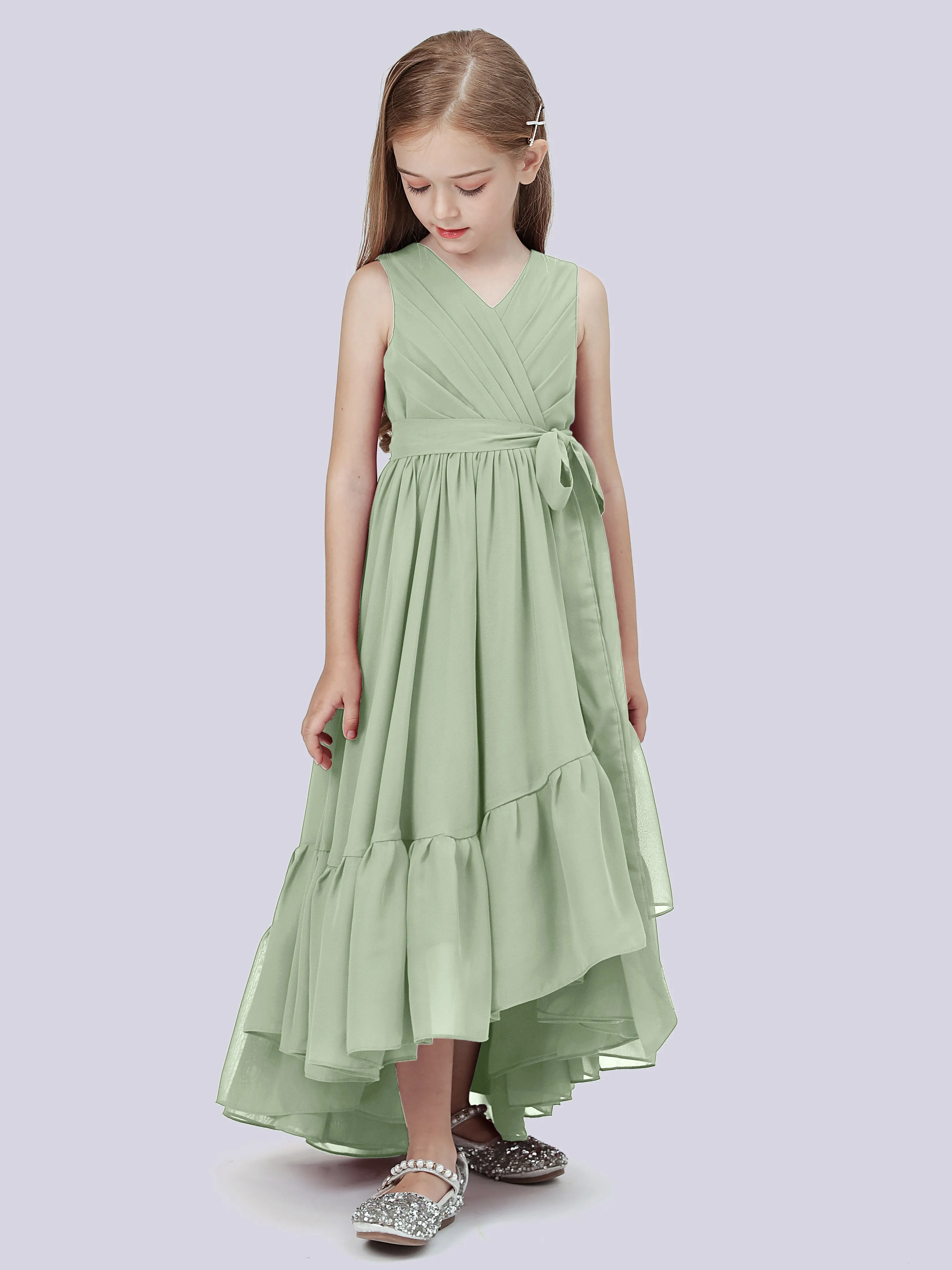 Chiffon High-Low Junior Bridesmaid Dress