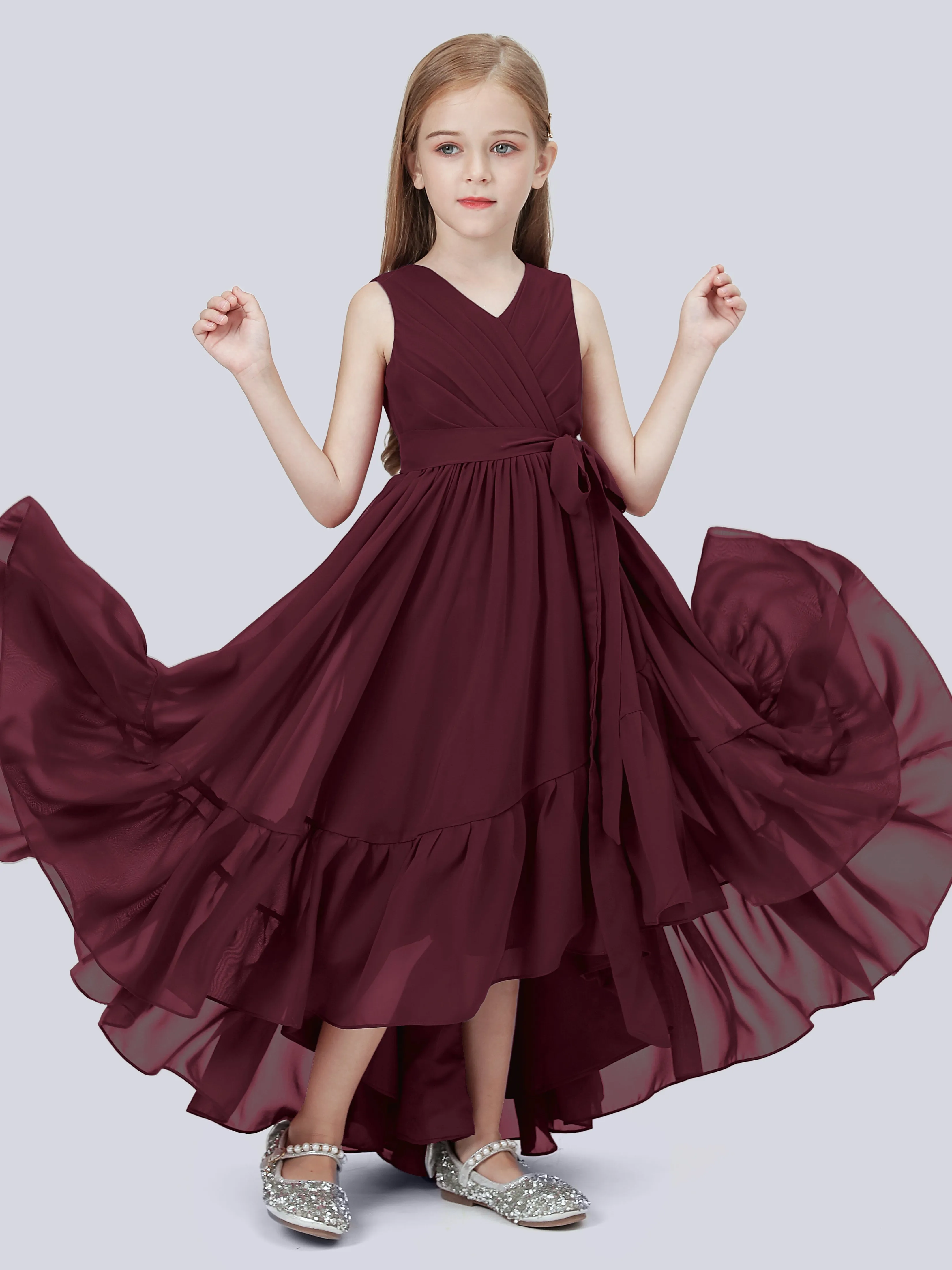 Chiffon High-Low Junior Bridesmaid Dress