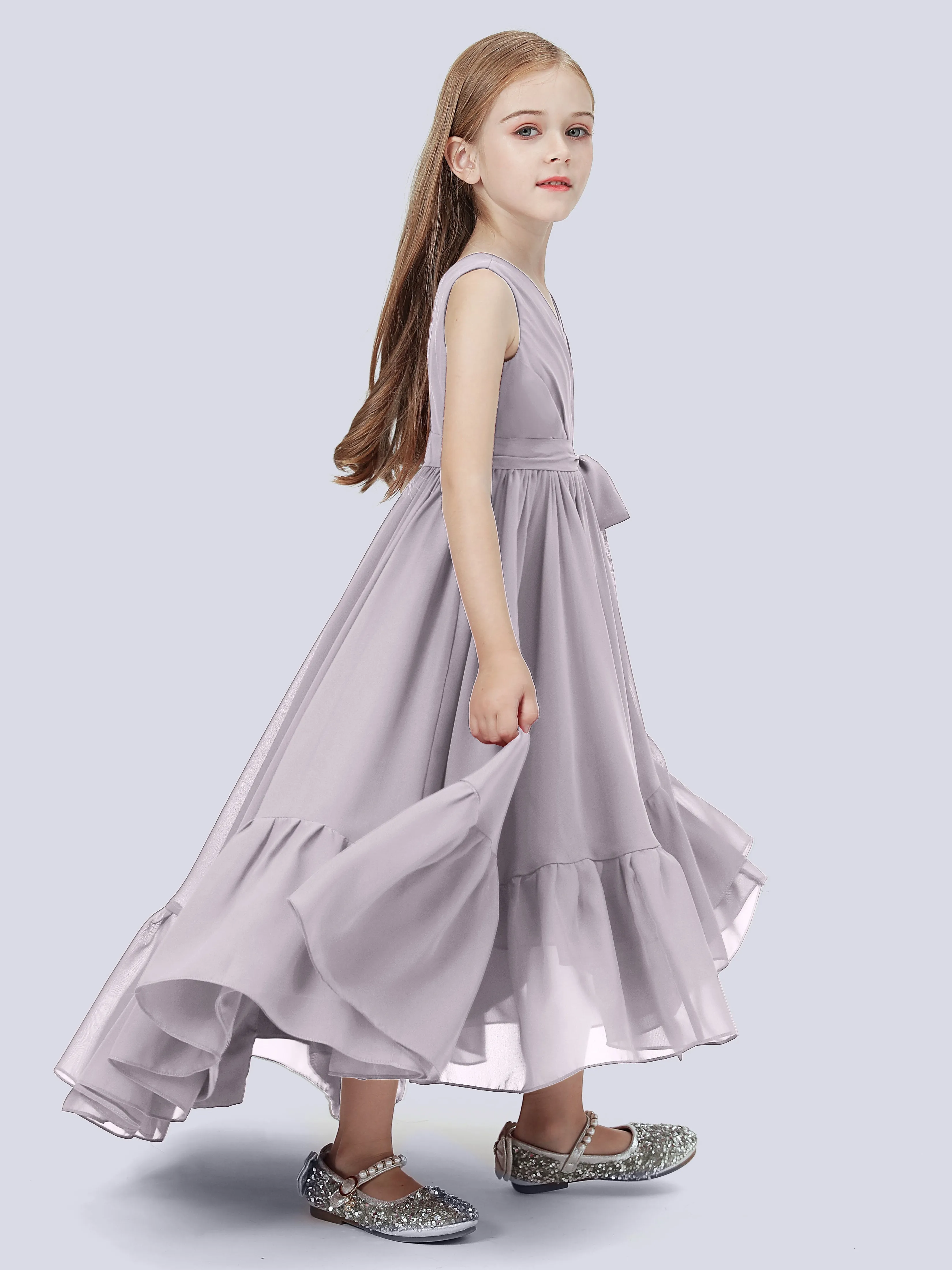 Chiffon High-Low Junior Bridesmaid Dress