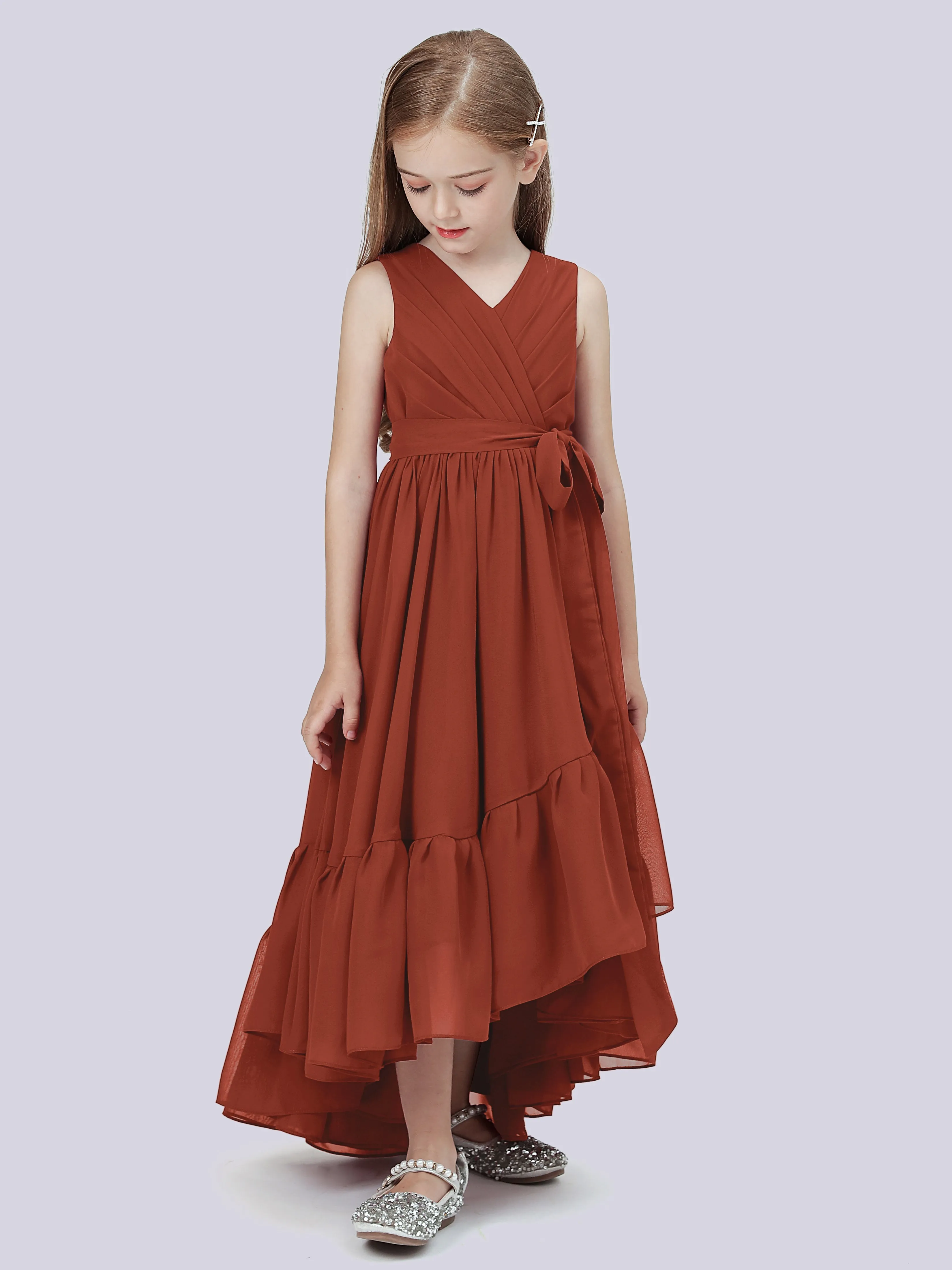 Chiffon High-Low Junior Bridesmaid Dress