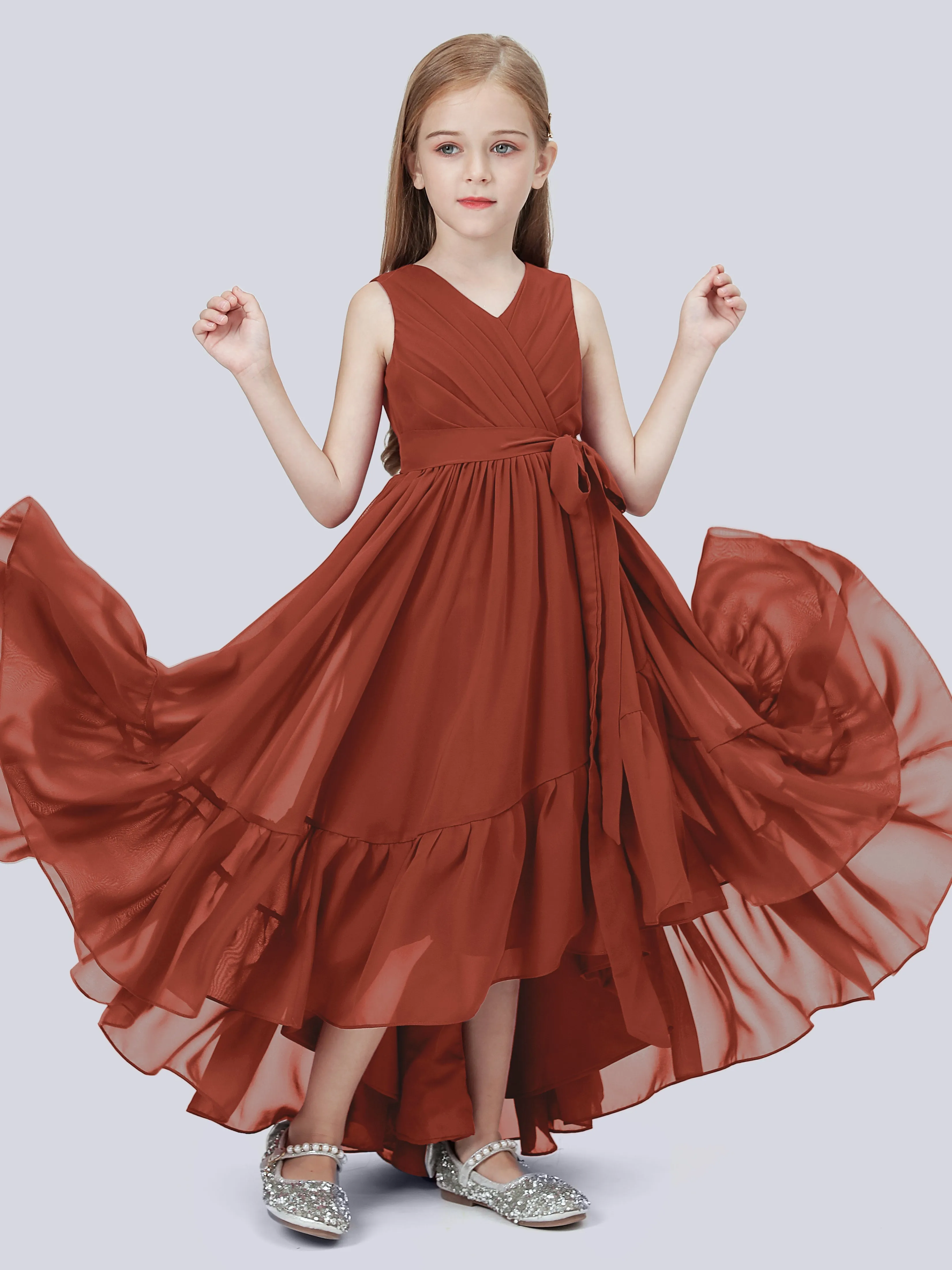 Chiffon High-Low Junior Bridesmaid Dress