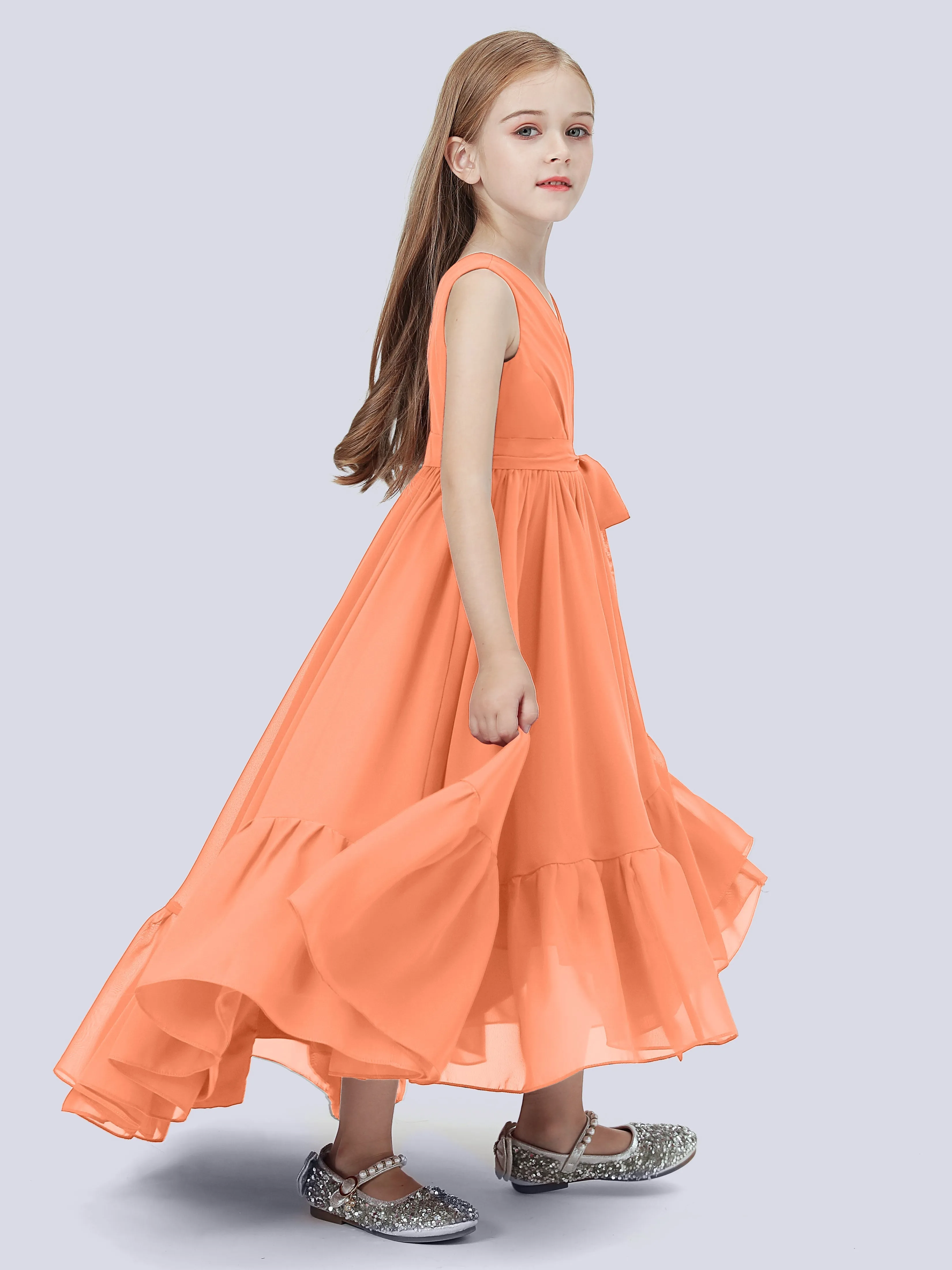 Chiffon High-Low Junior Bridesmaid Dress