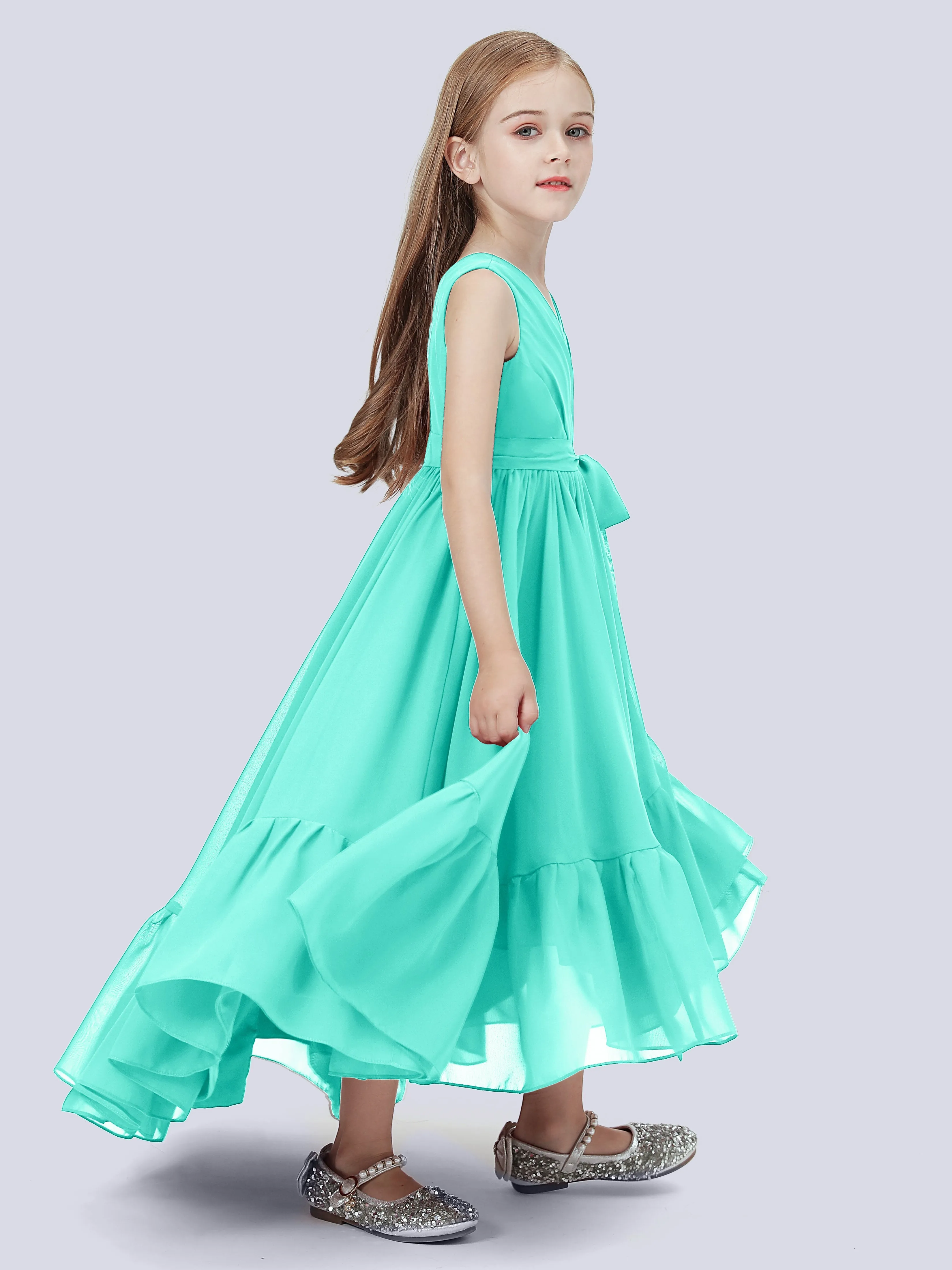 Chiffon High-Low Junior Bridesmaid Dress