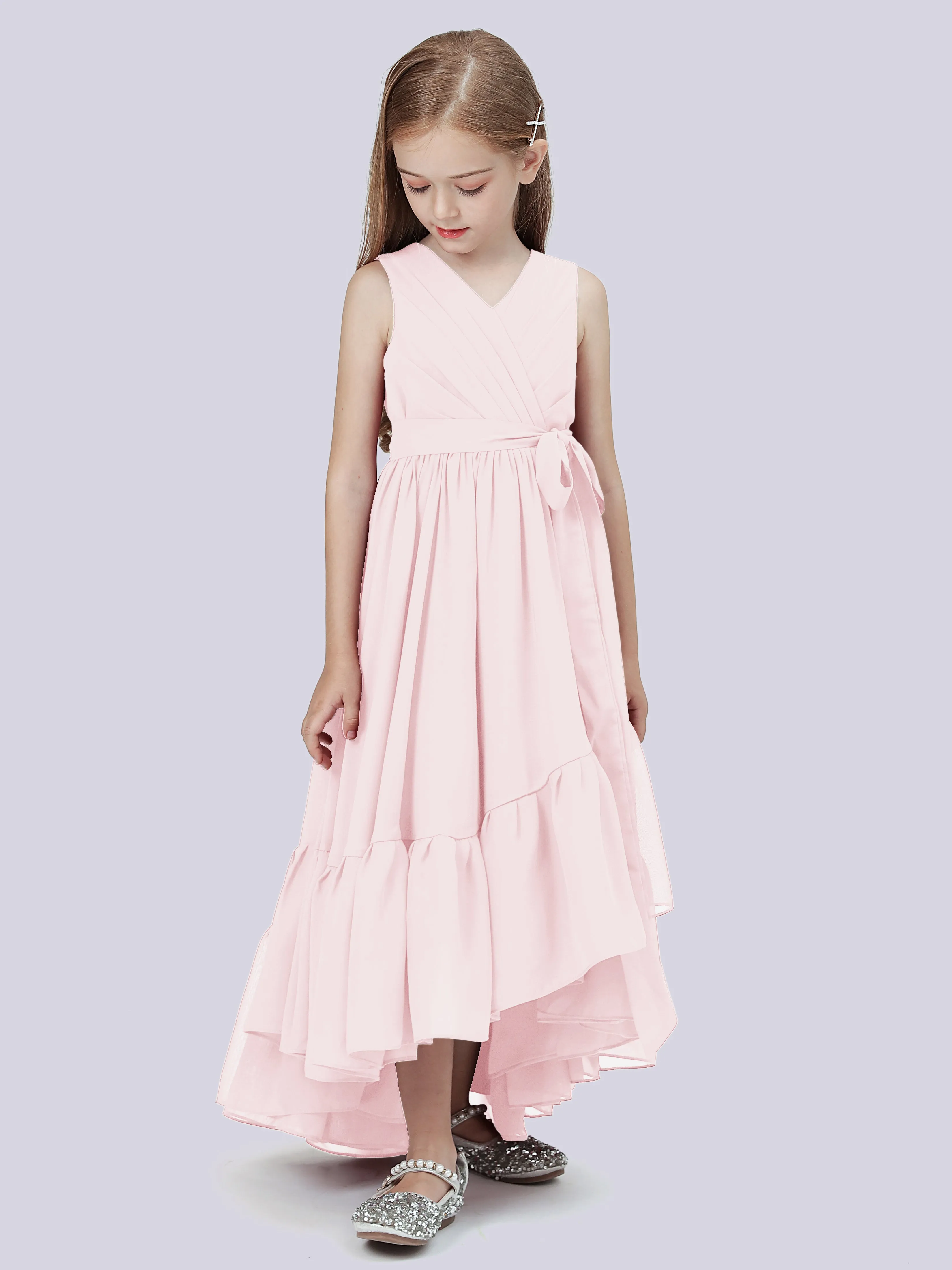 Chiffon High-Low Junior Bridesmaid Dress