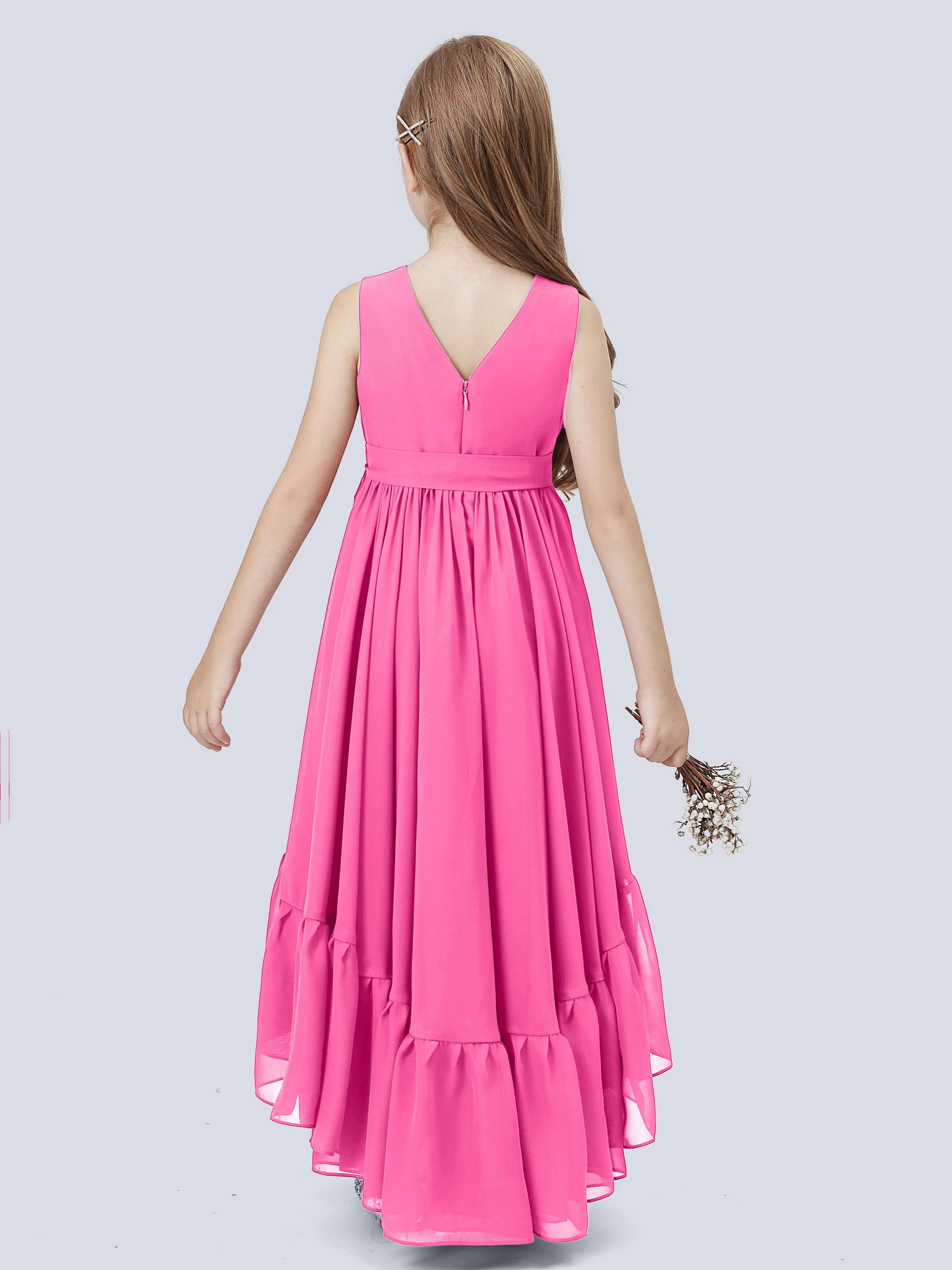 Chiffon High-Low Junior Bridesmaid Dress