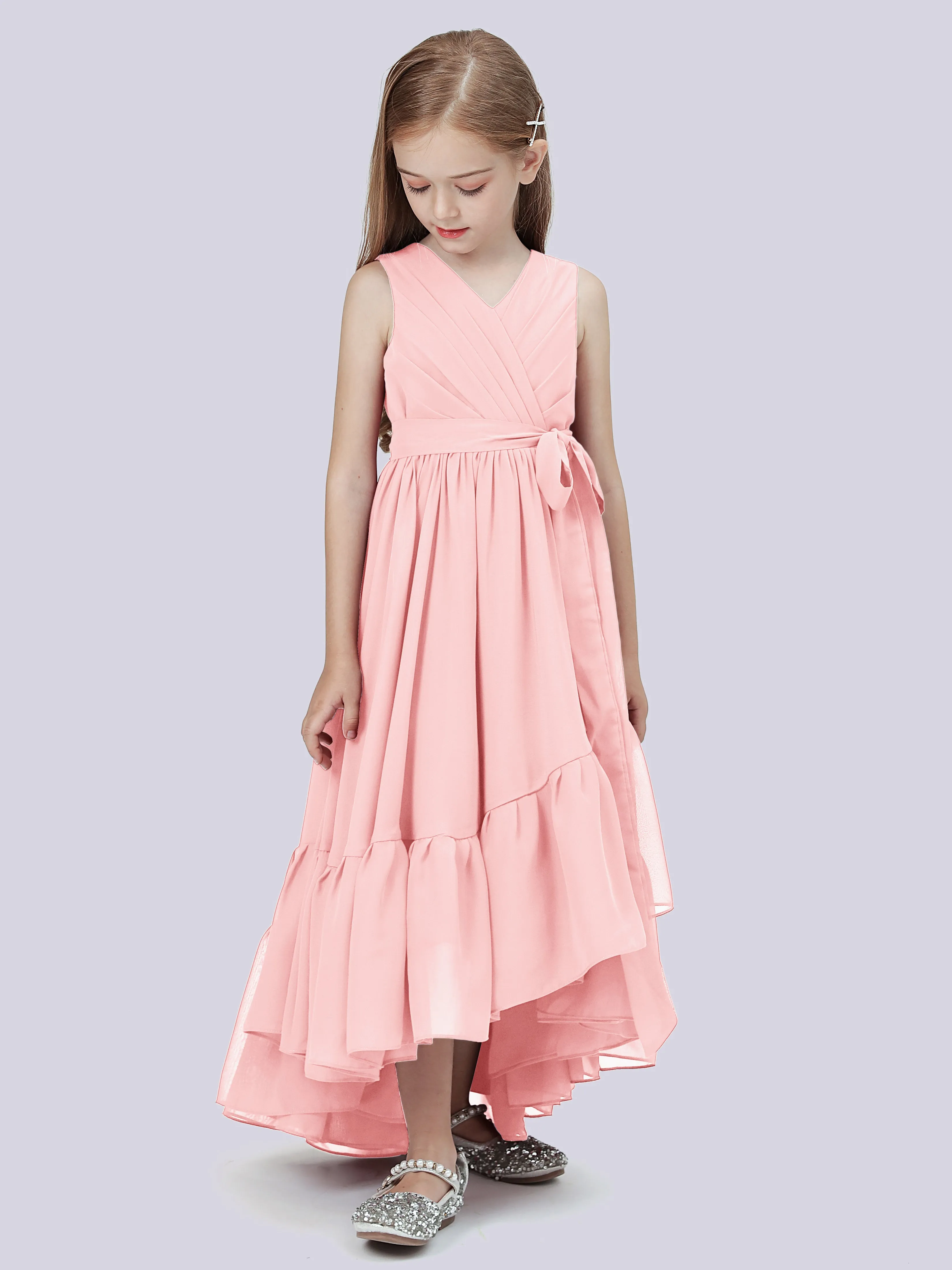 Chiffon High-Low Junior Bridesmaid Dress