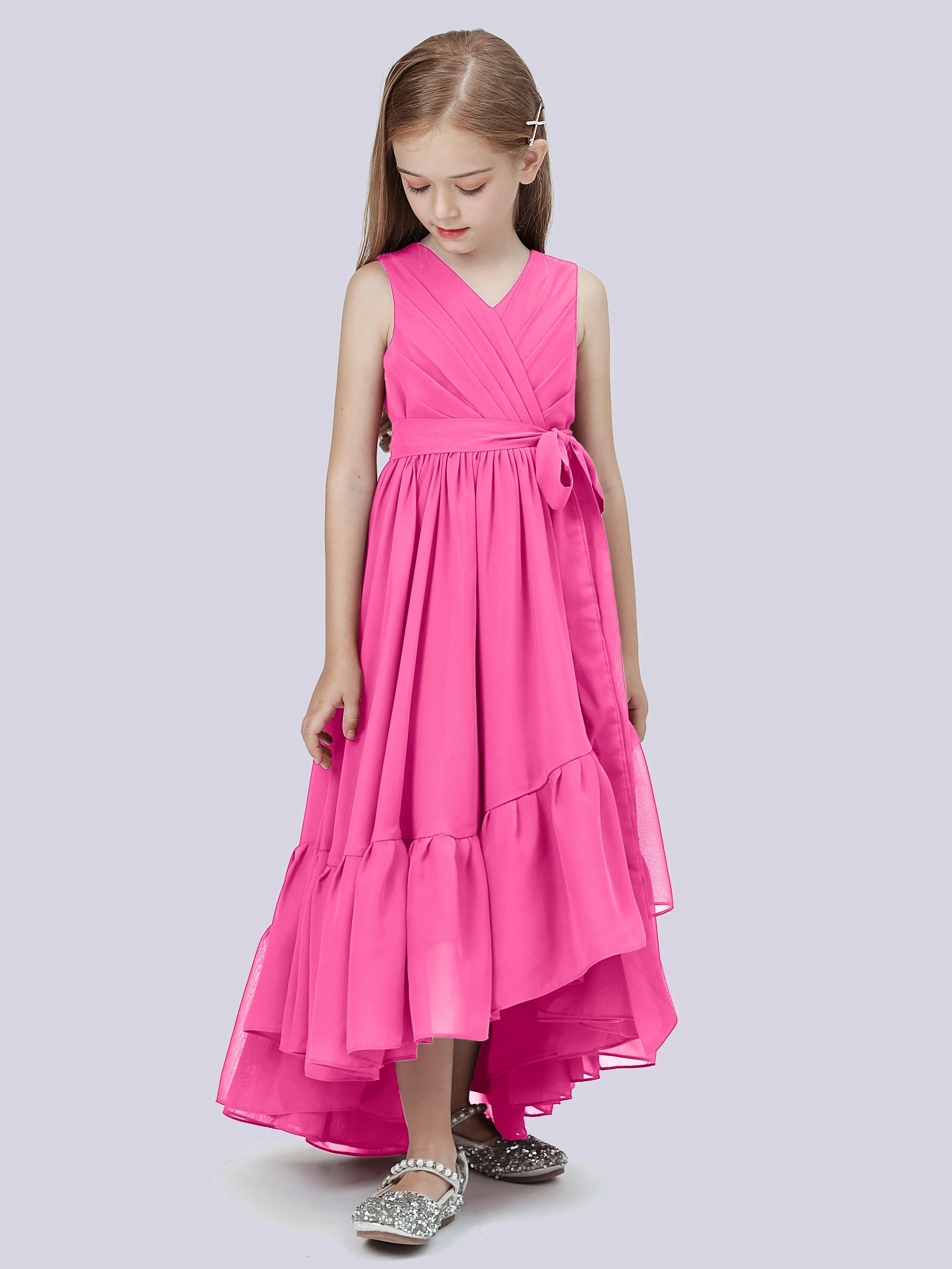 Chiffon High-Low Junior Bridesmaid Dress