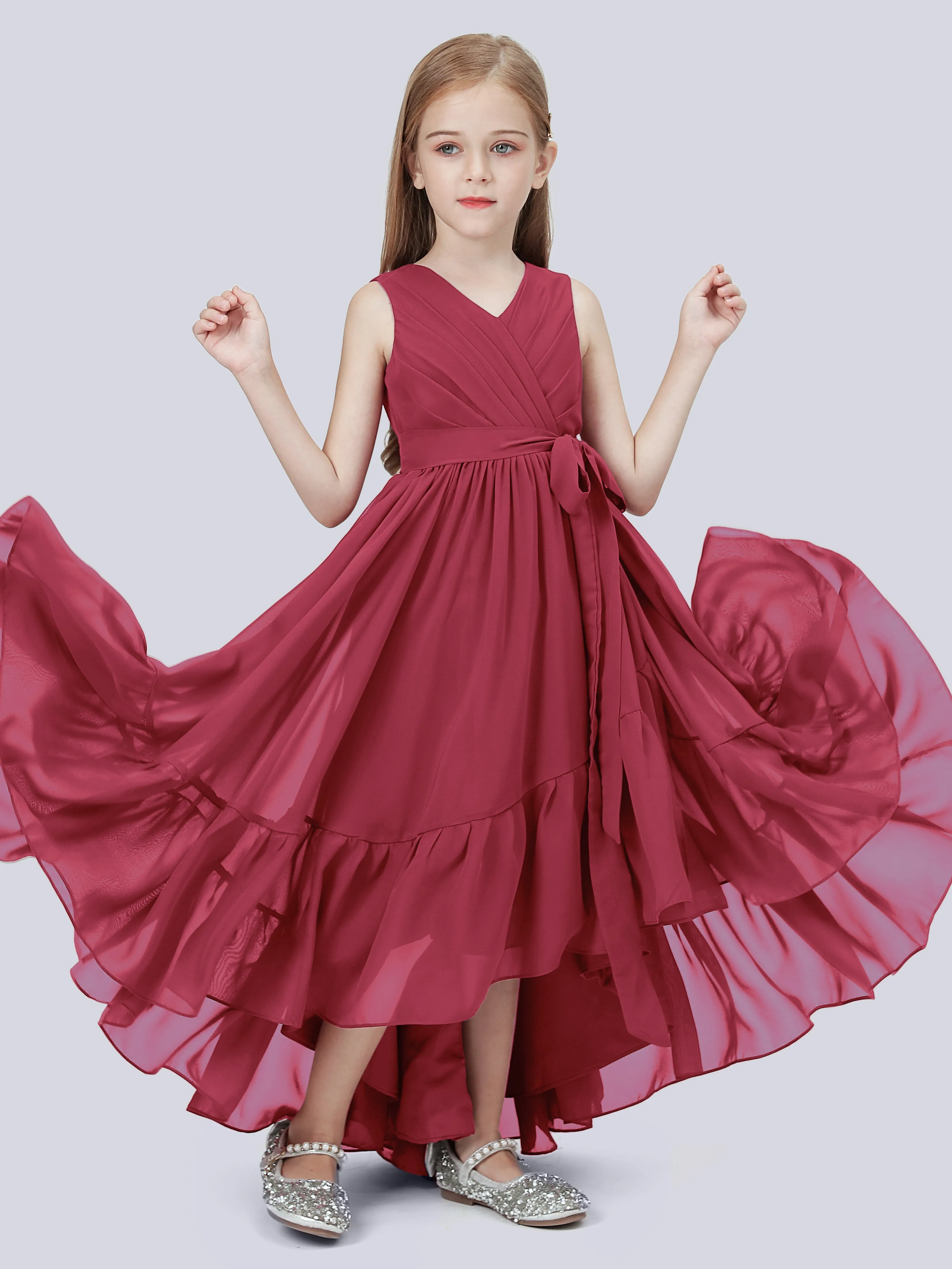 Chiffon High-Low Junior Bridesmaid Dress