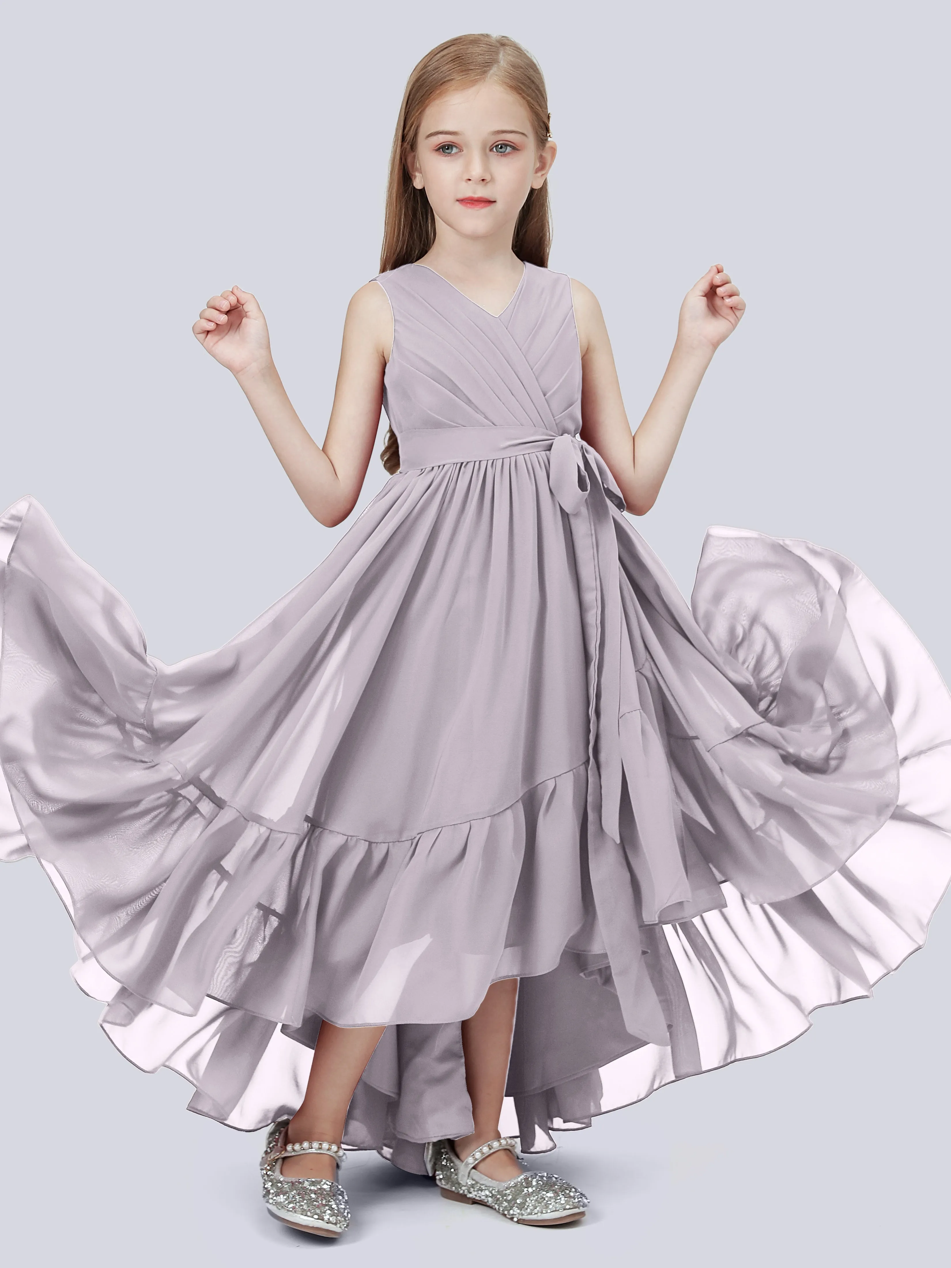 Chiffon High-Low Junior Bridesmaid Dress