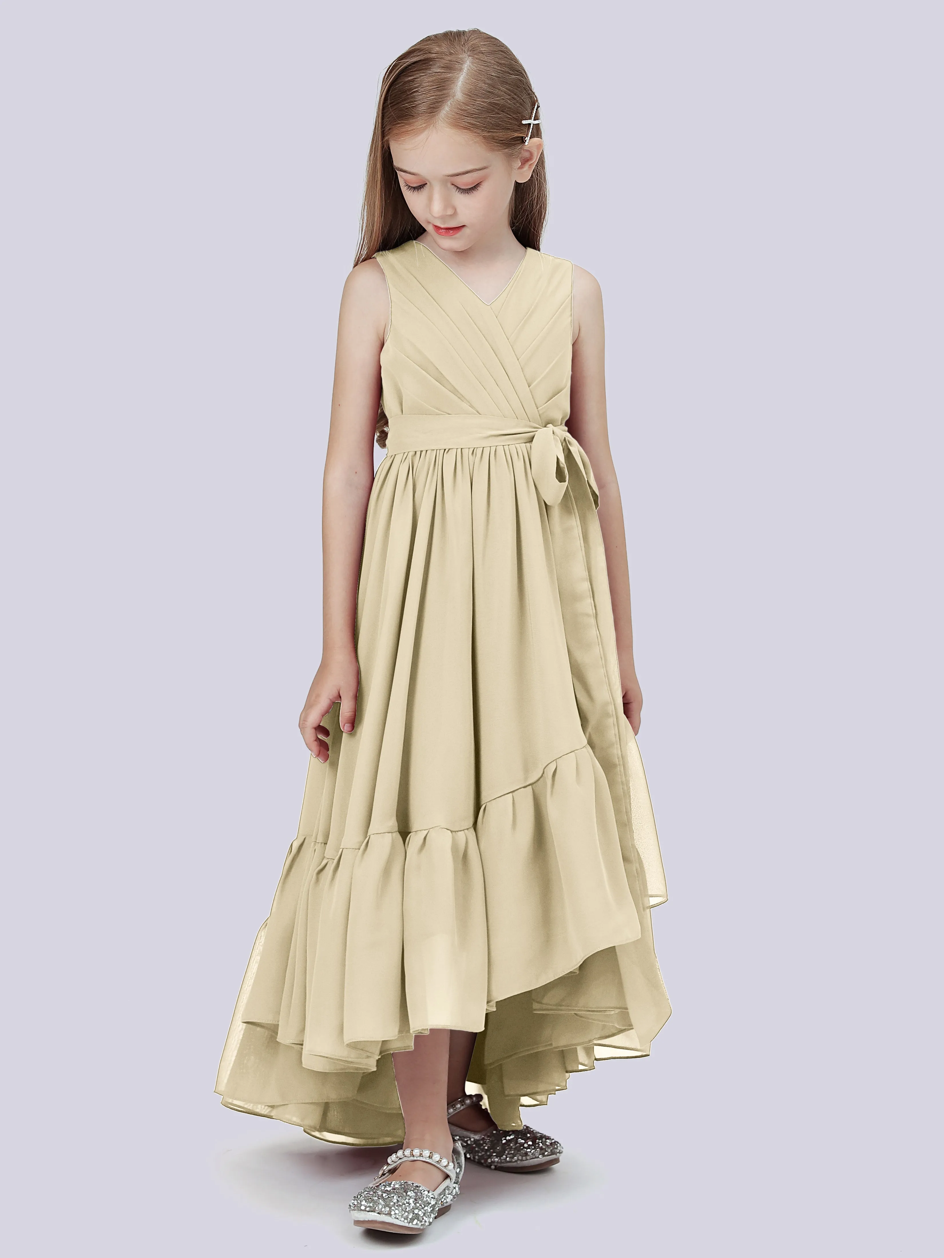 Chiffon High-Low Junior Bridesmaid Dress