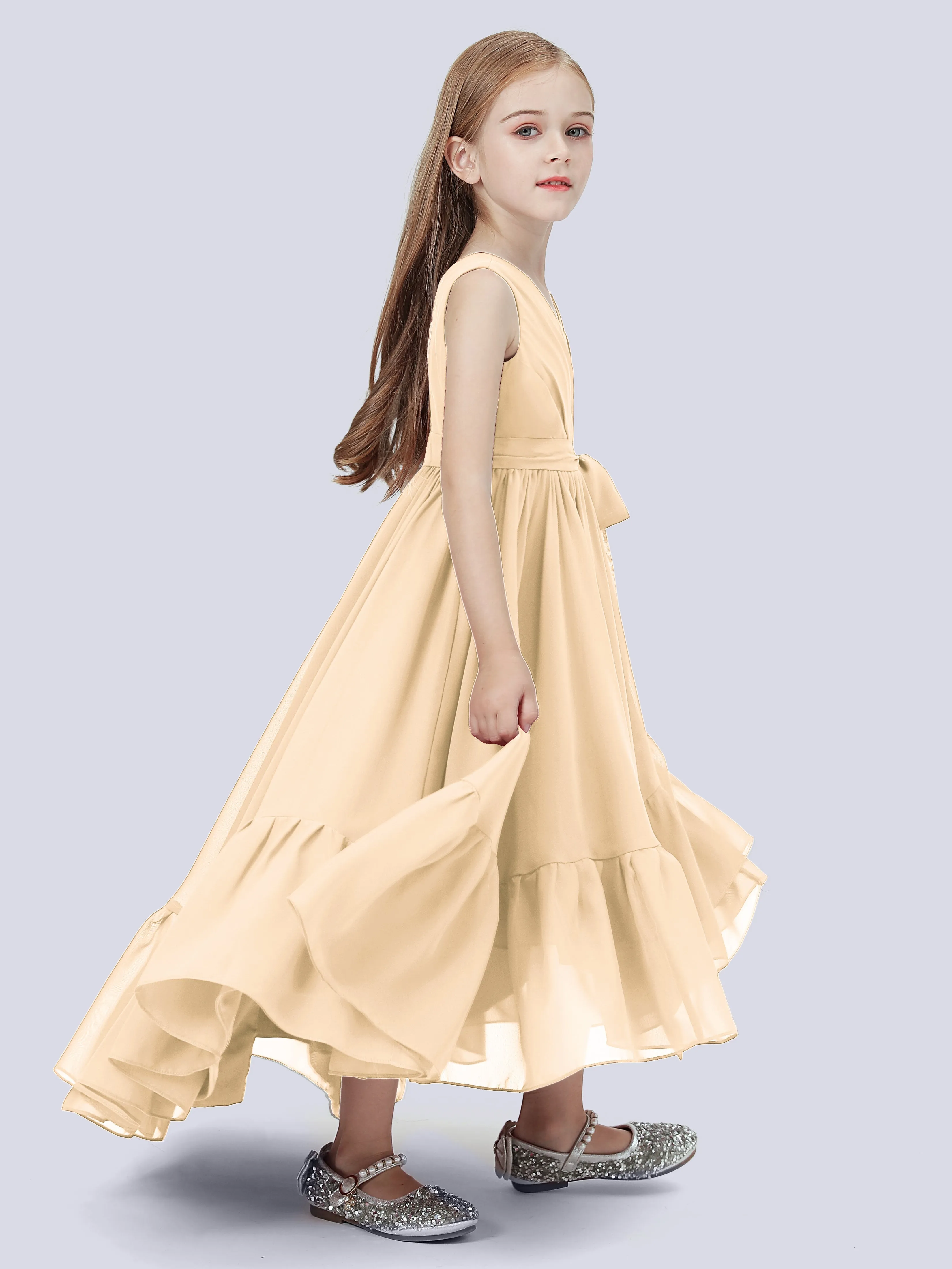 Chiffon High-Low Junior Bridesmaid Dress