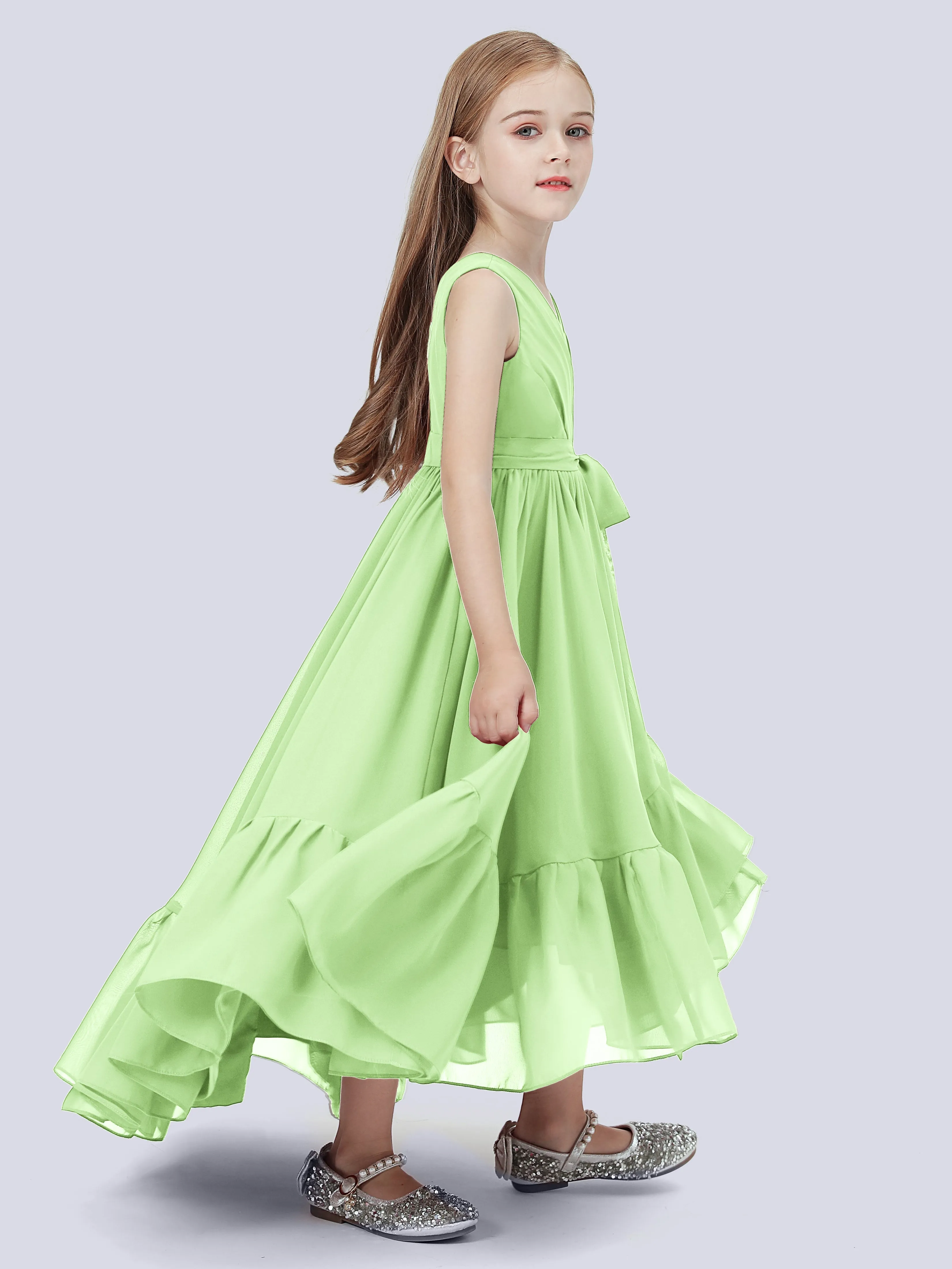 Chiffon High-Low Junior Bridesmaid Dress