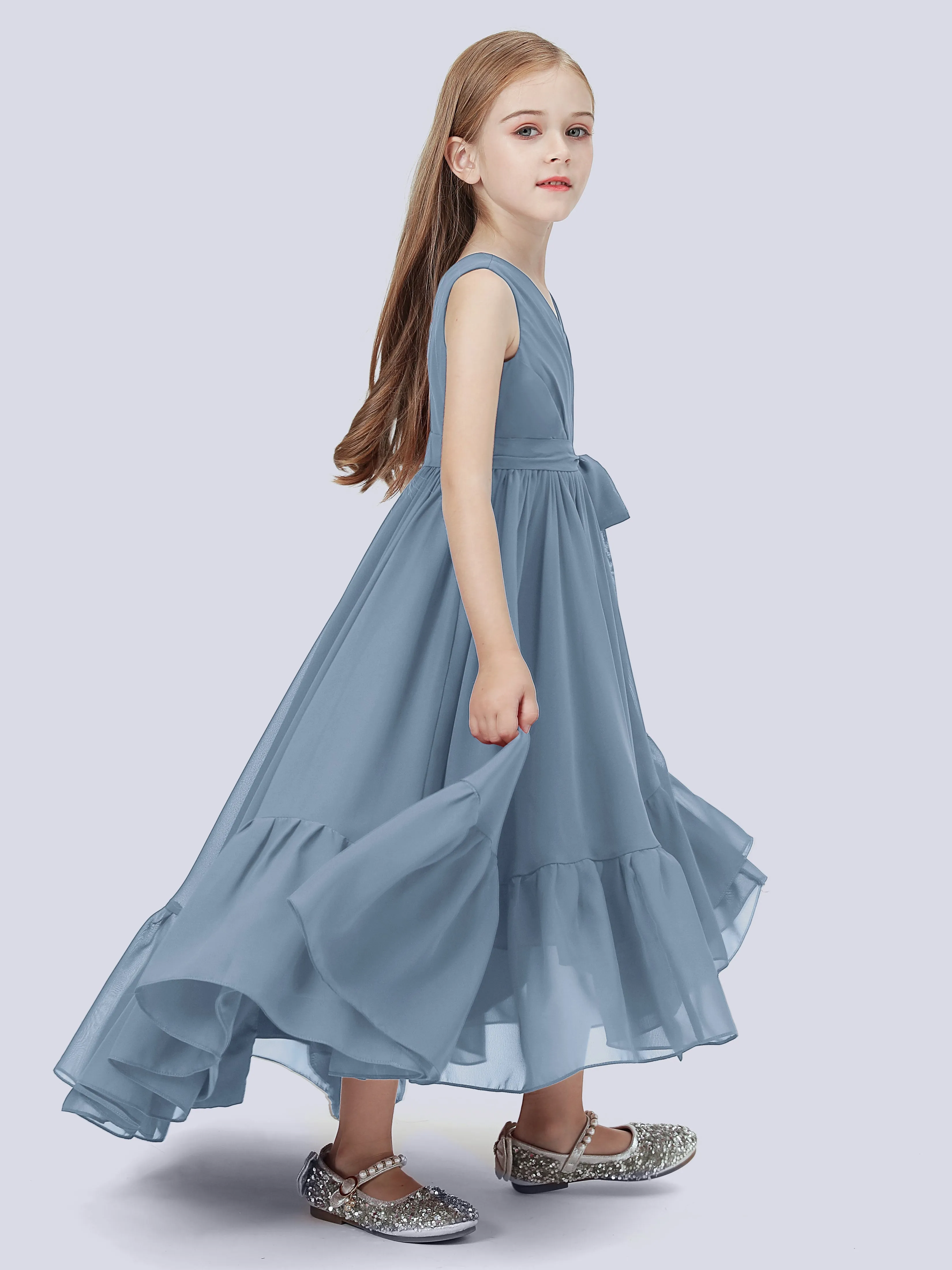 Chiffon High-Low Junior Bridesmaid Dress