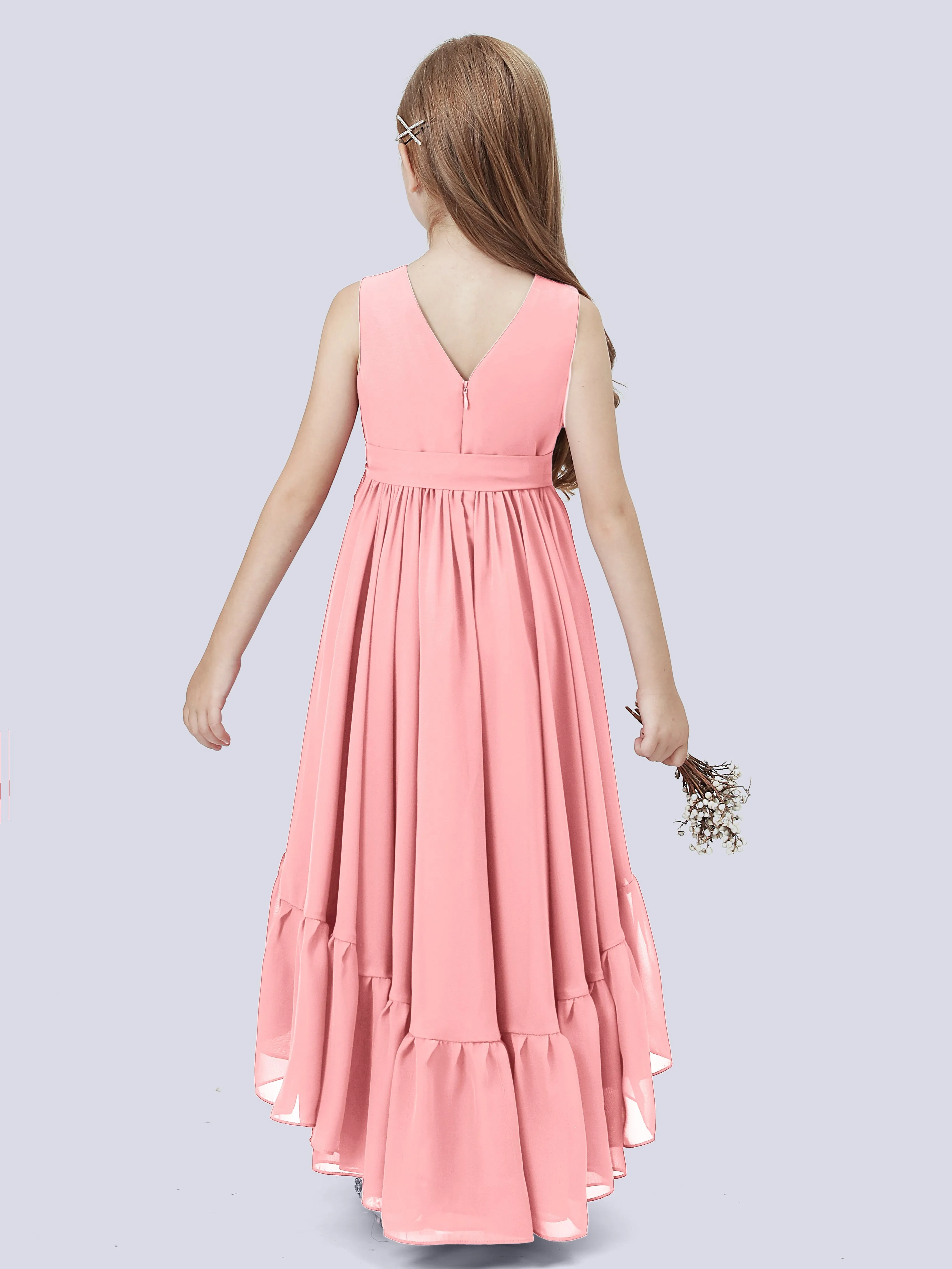 Chiffon High-Low Junior Bridesmaid Dress