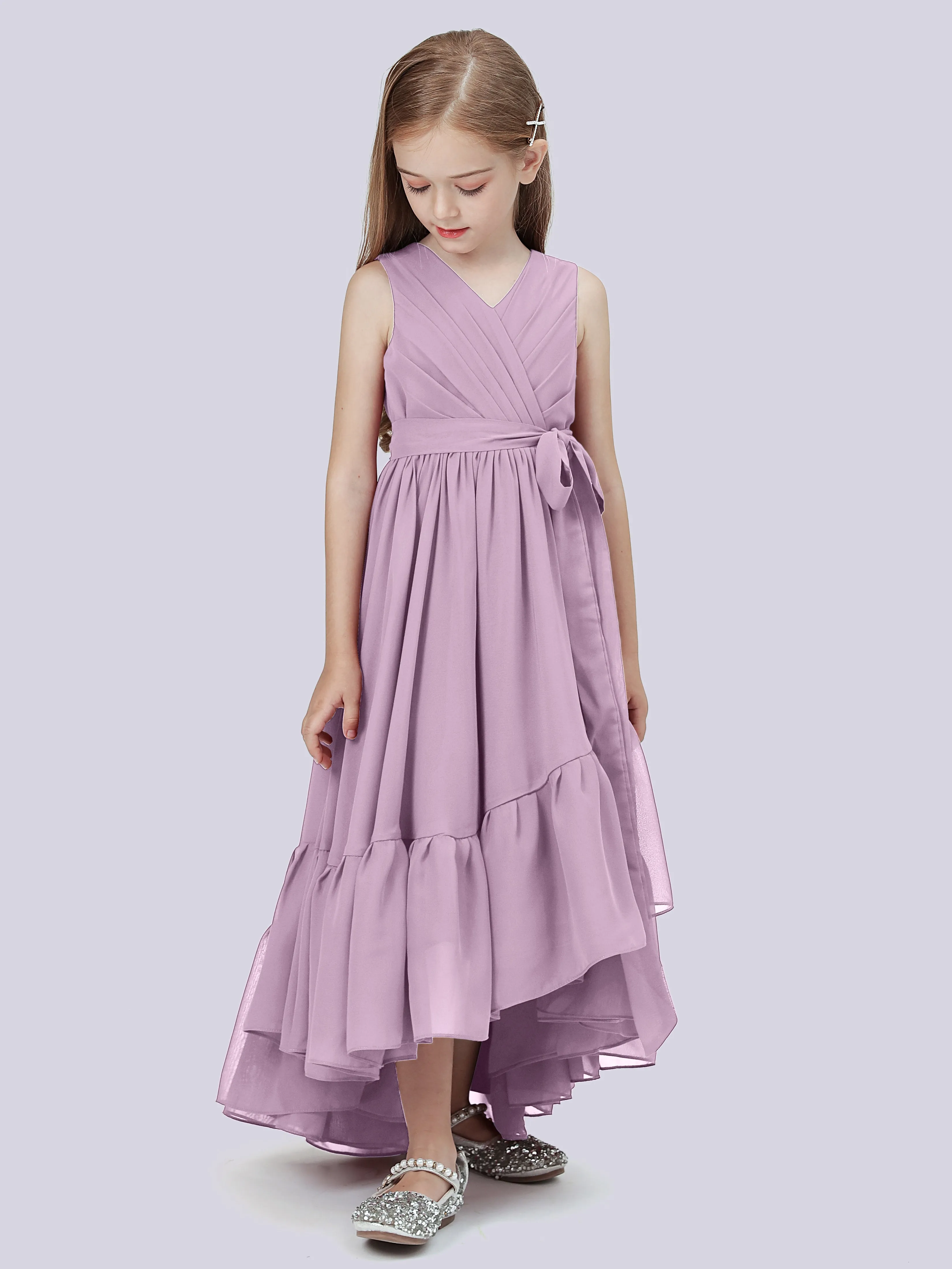 Chiffon High-Low Junior Bridesmaid Dress