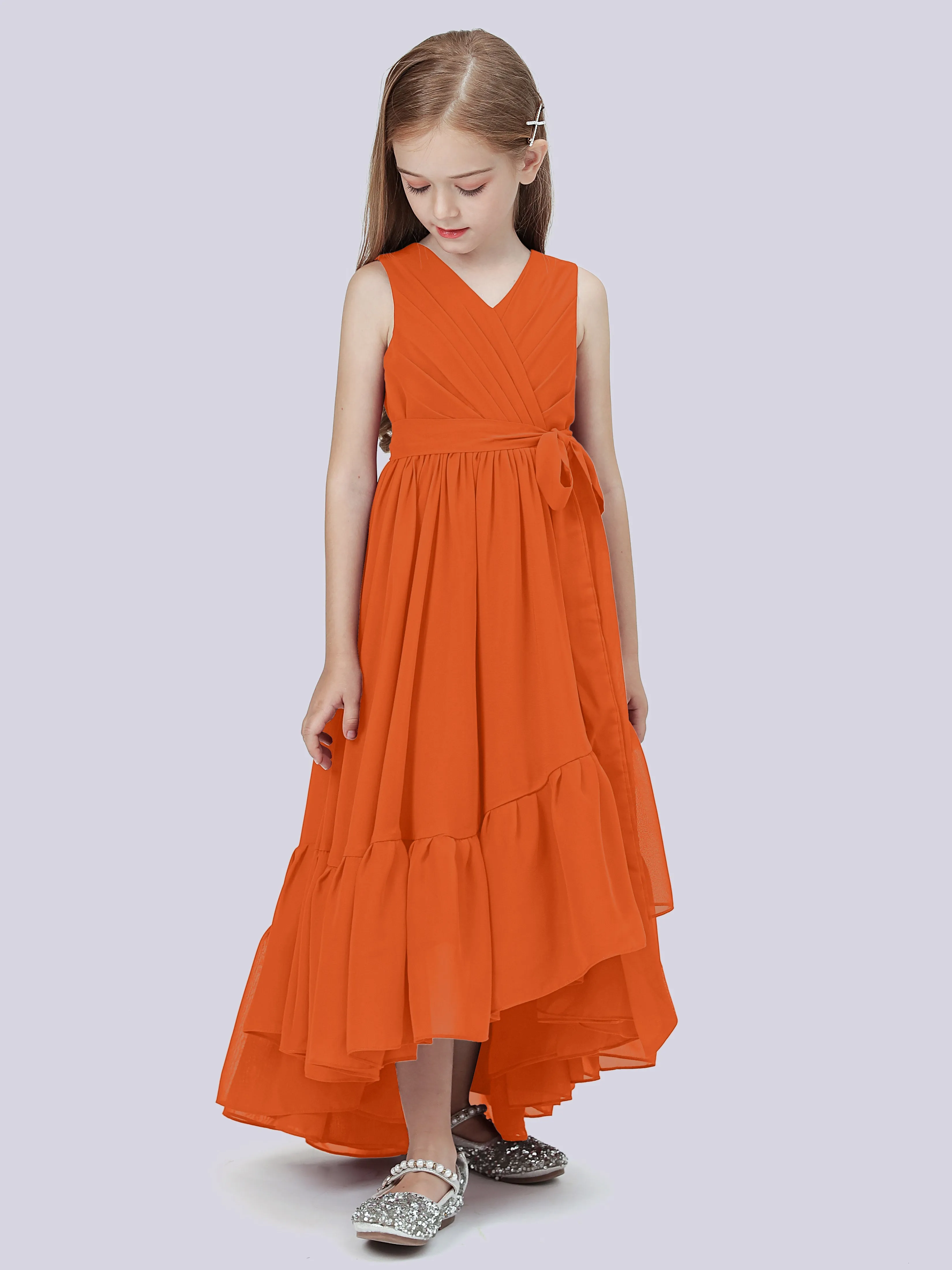 Chiffon High-Low Junior Bridesmaid Dress