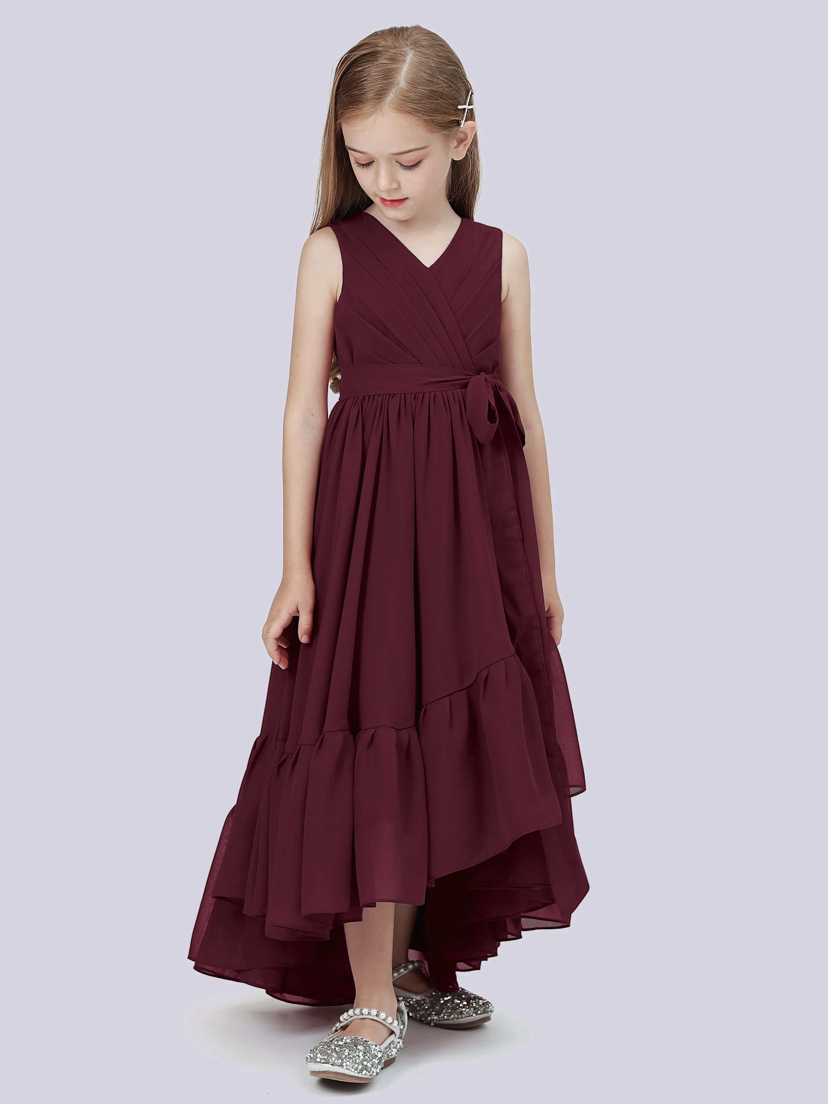 Chiffon High-Low Junior Bridesmaid Dress