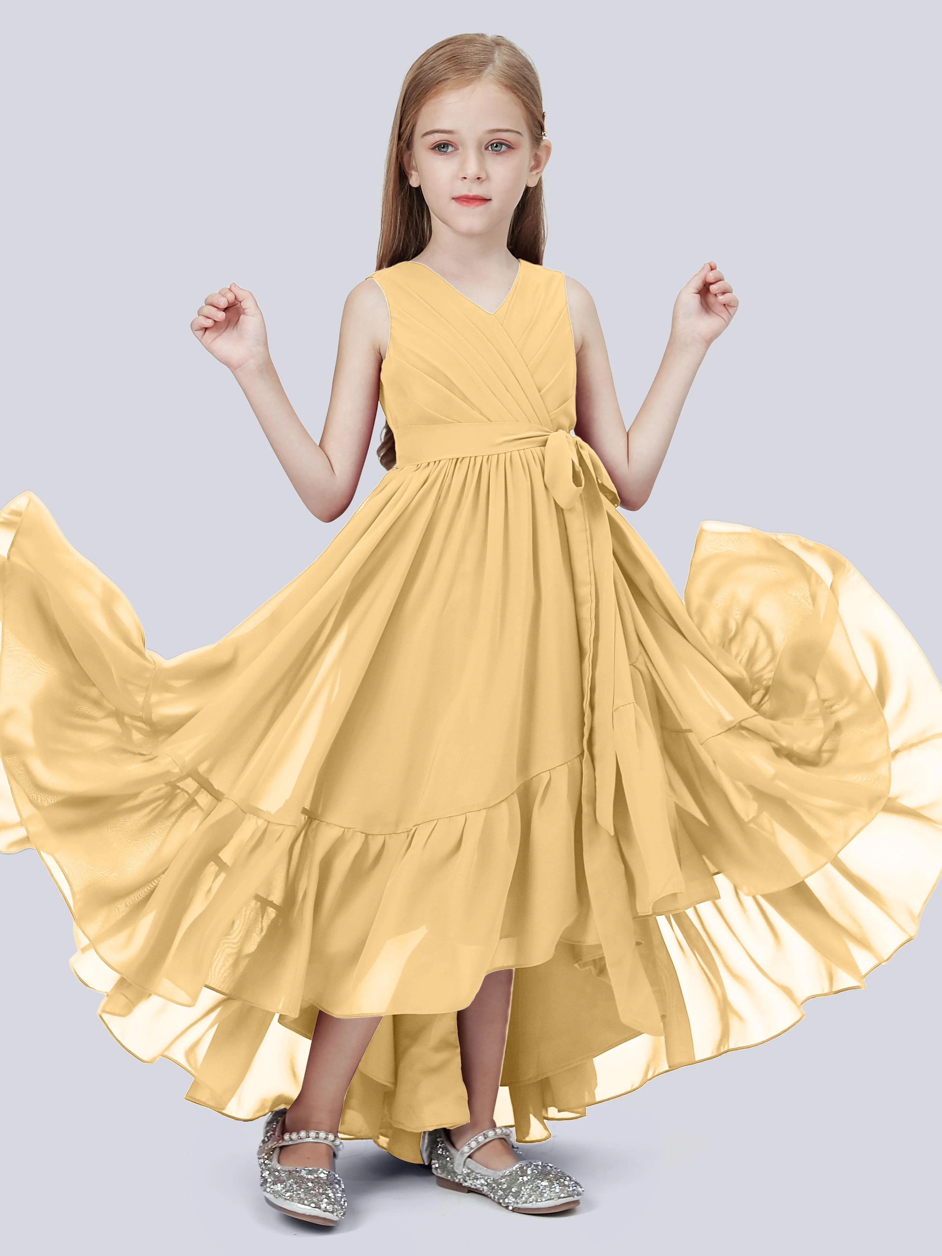 Chiffon High-Low Junior Bridesmaid Dress