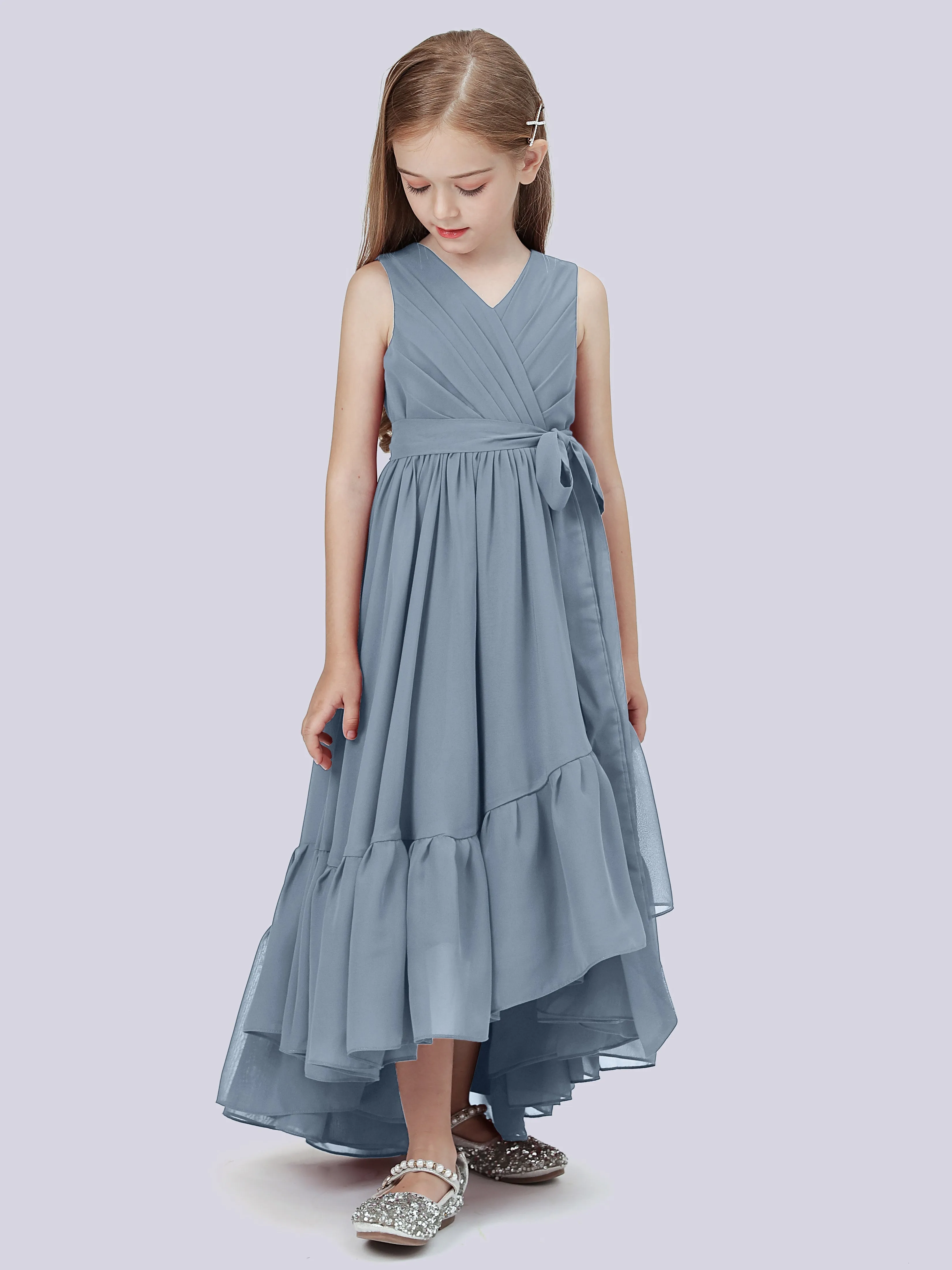 Chiffon High-Low Junior Bridesmaid Dress