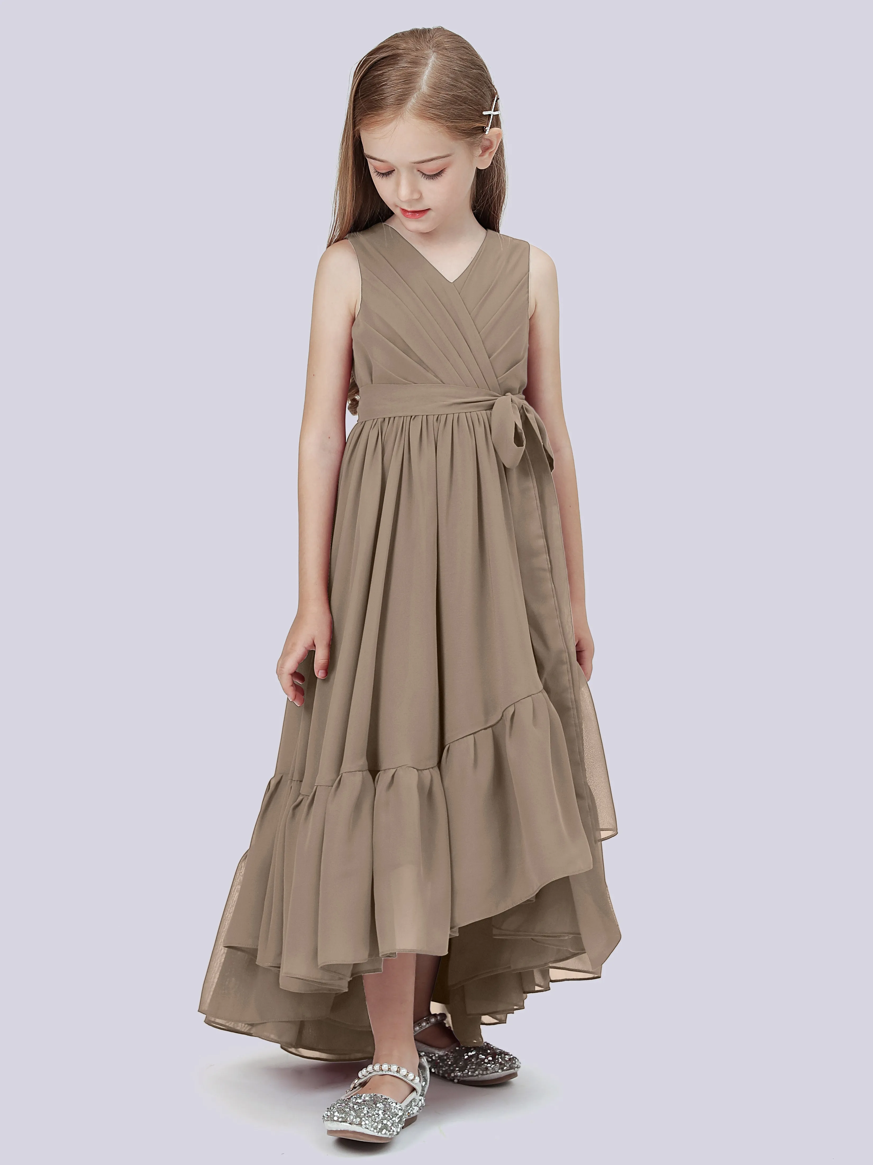 Chiffon High-Low Junior Bridesmaid Dress