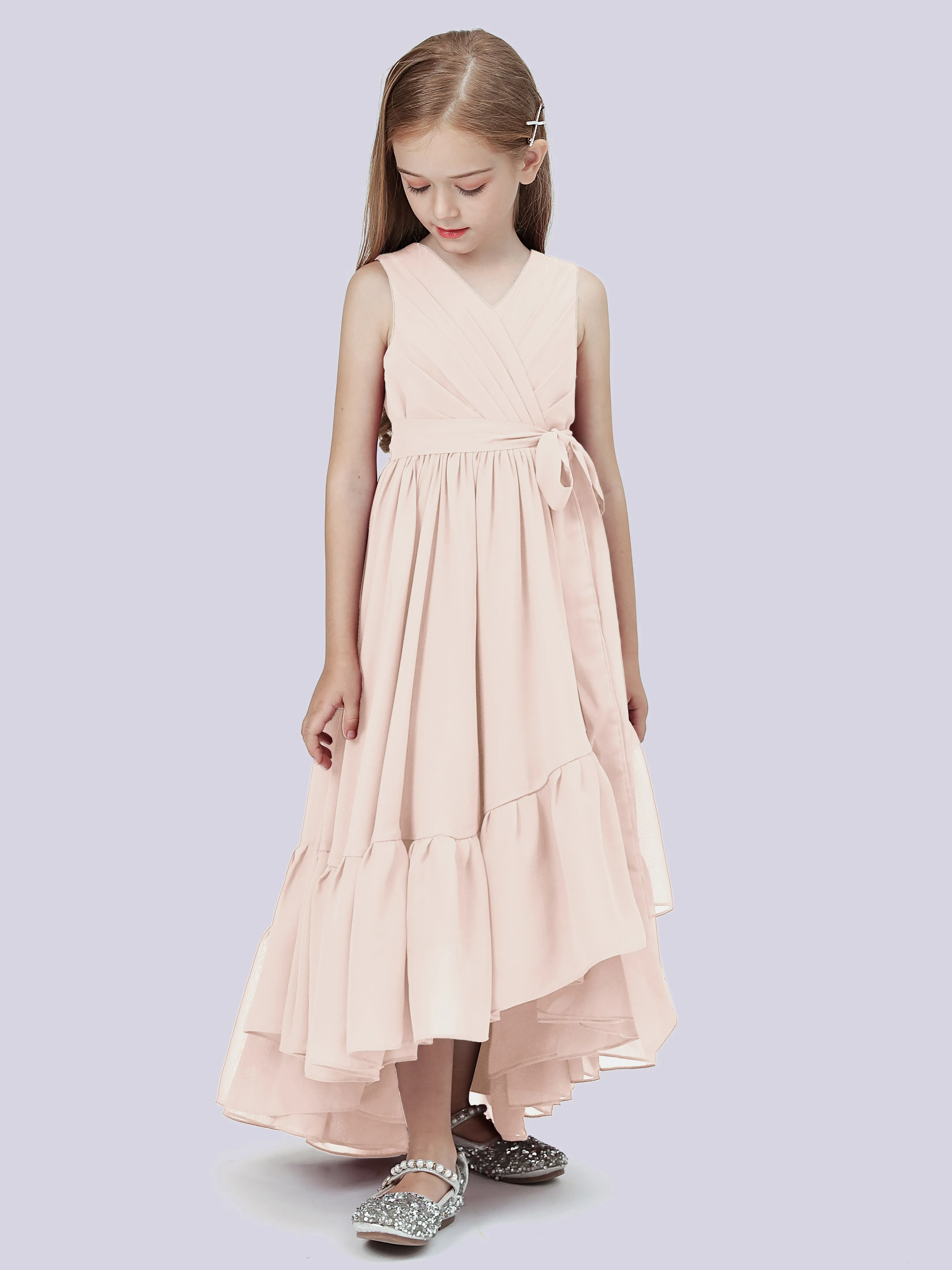 Chiffon High-Low Junior Bridesmaid Dress