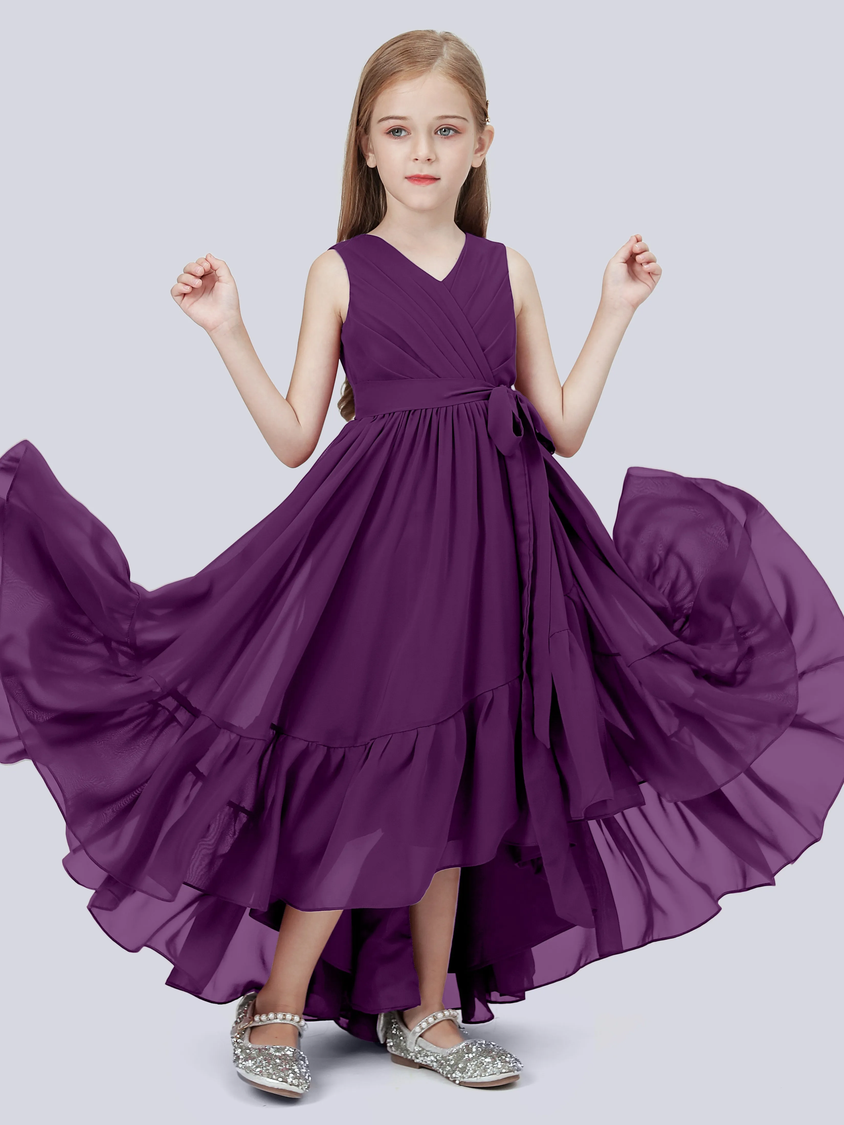 Chiffon High-Low Junior Bridesmaid Dress