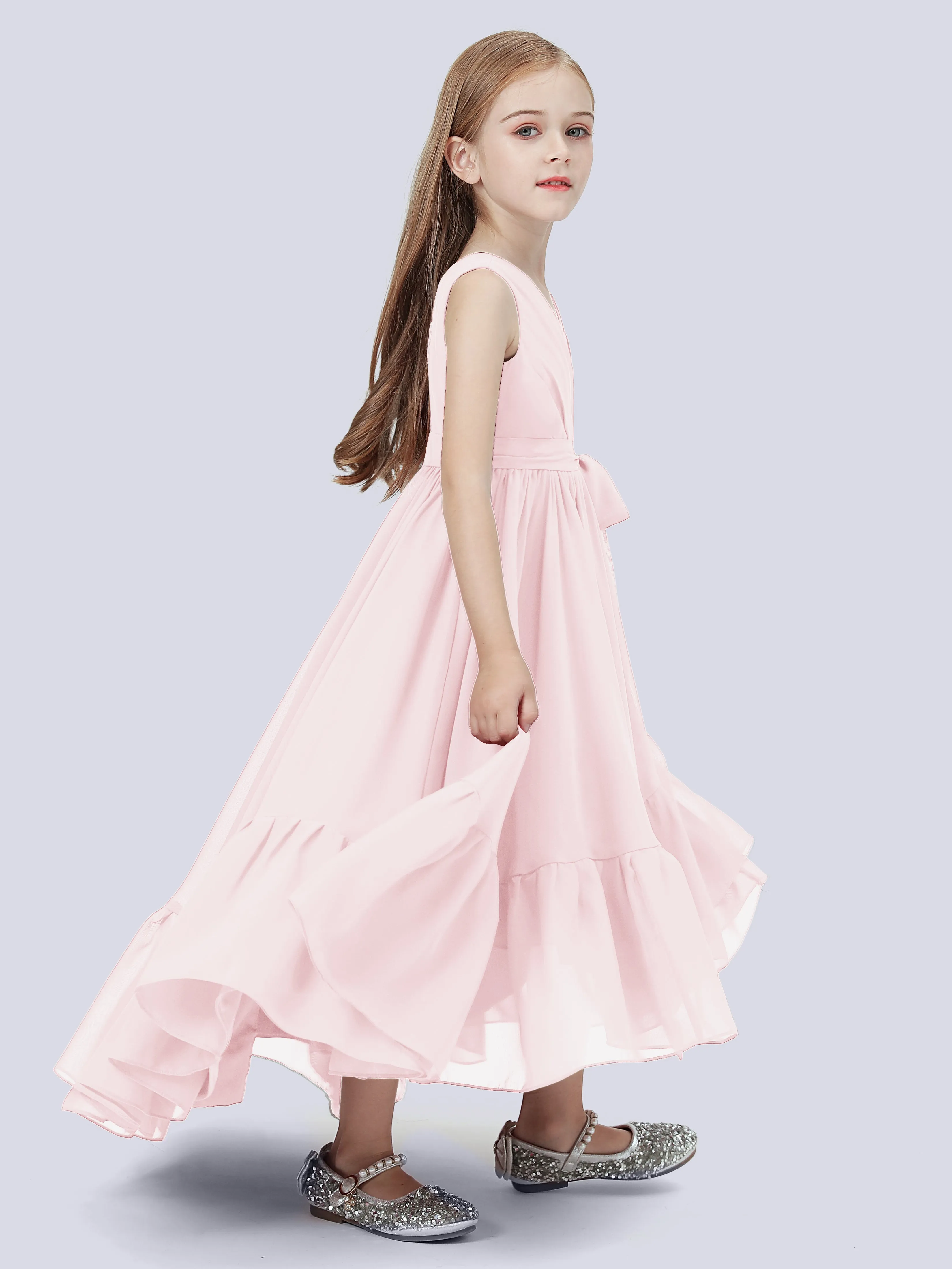 Chiffon High-Low Junior Bridesmaid Dress