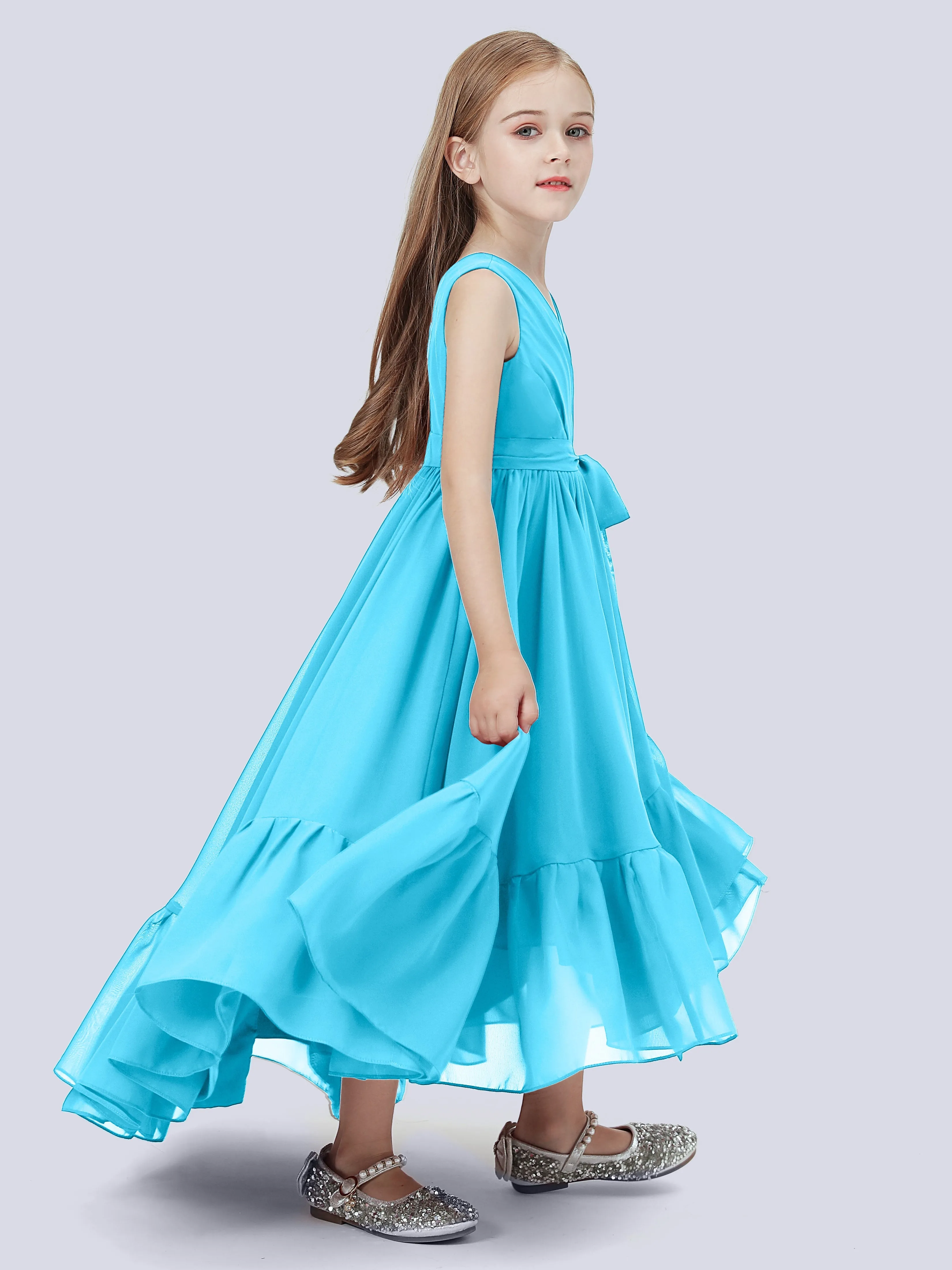 Chiffon High-Low Junior Bridesmaid Dress