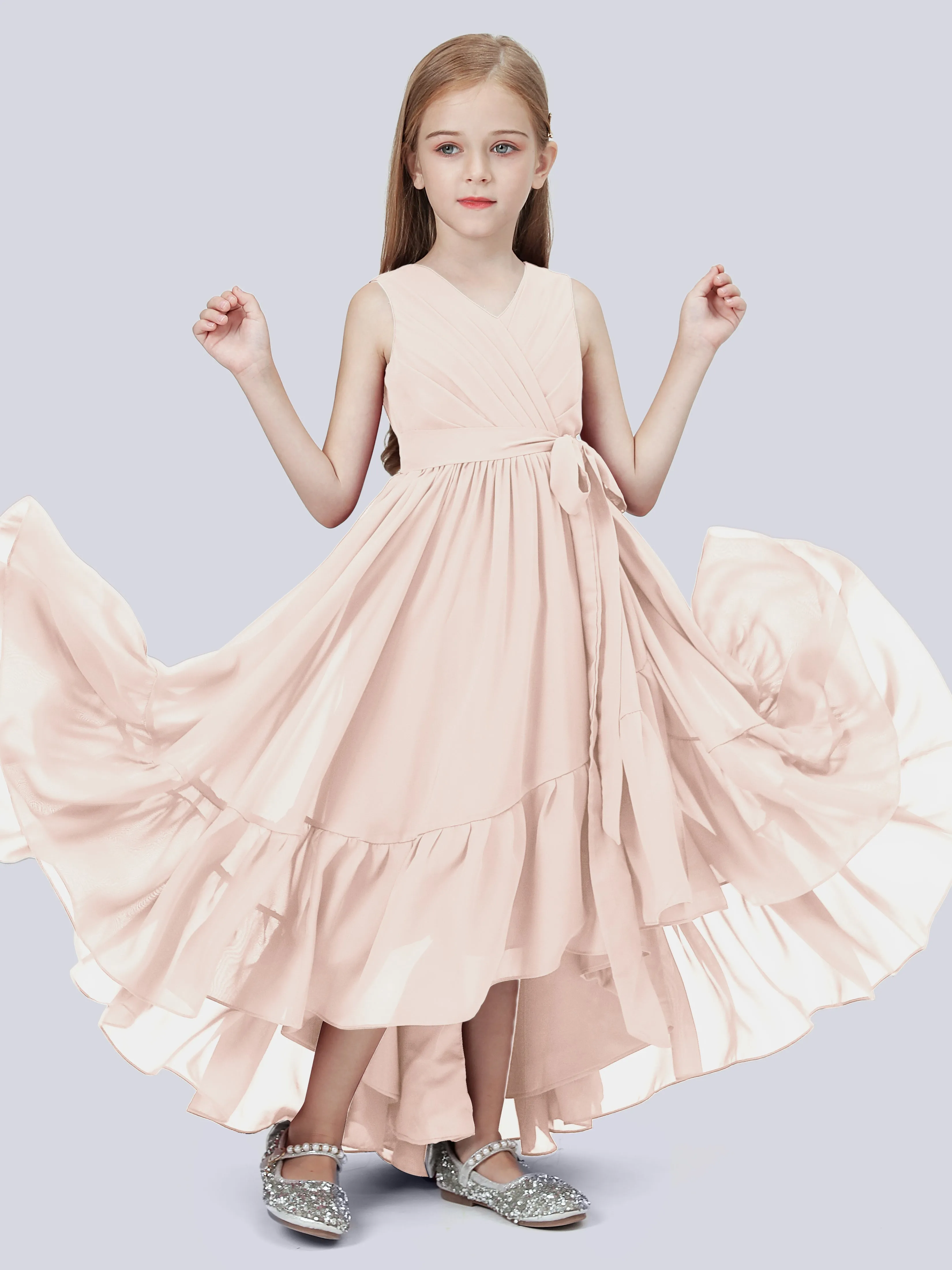 Chiffon High-Low Junior Bridesmaid Dress