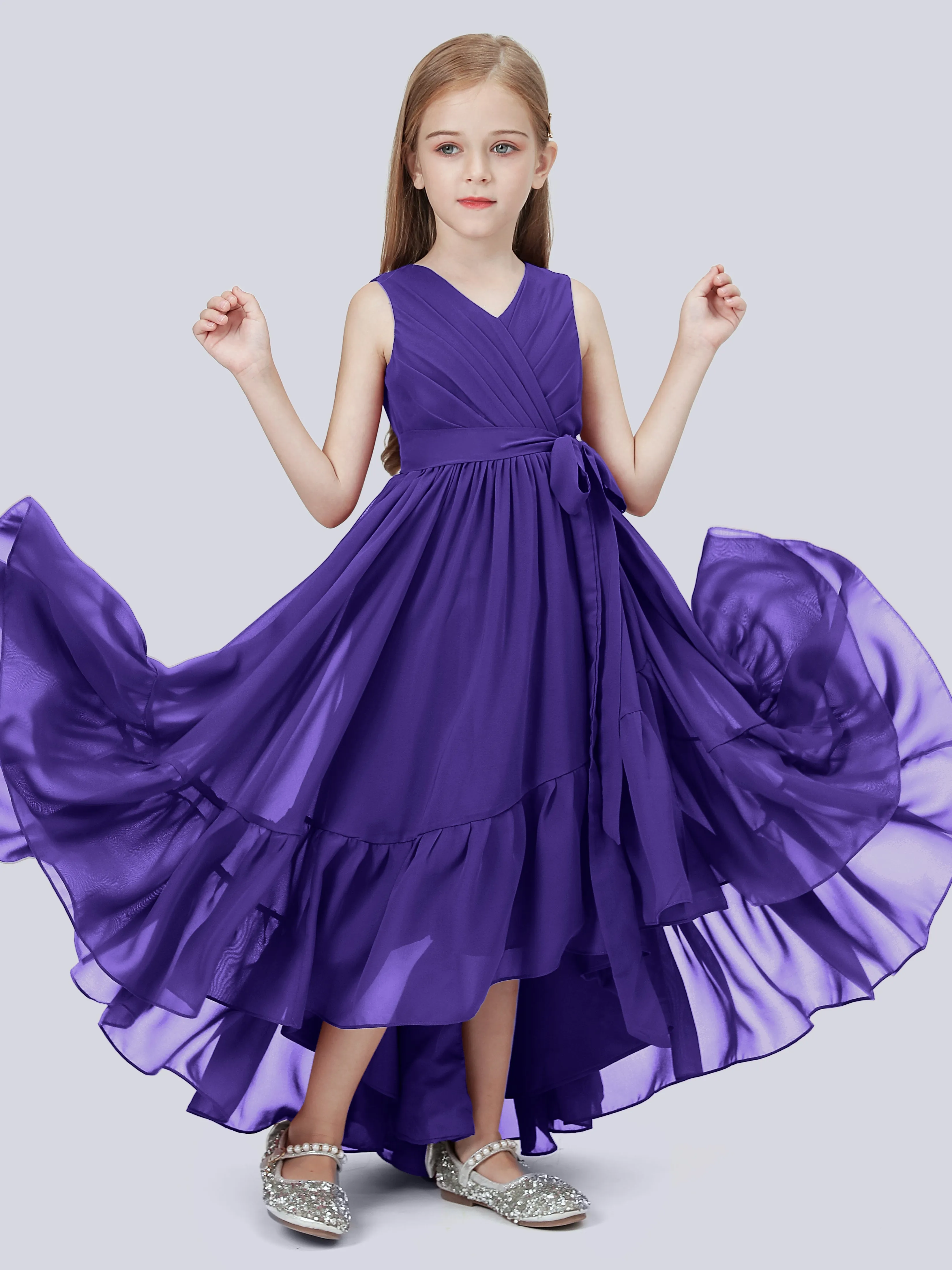 Chiffon High-Low Junior Bridesmaid Dress