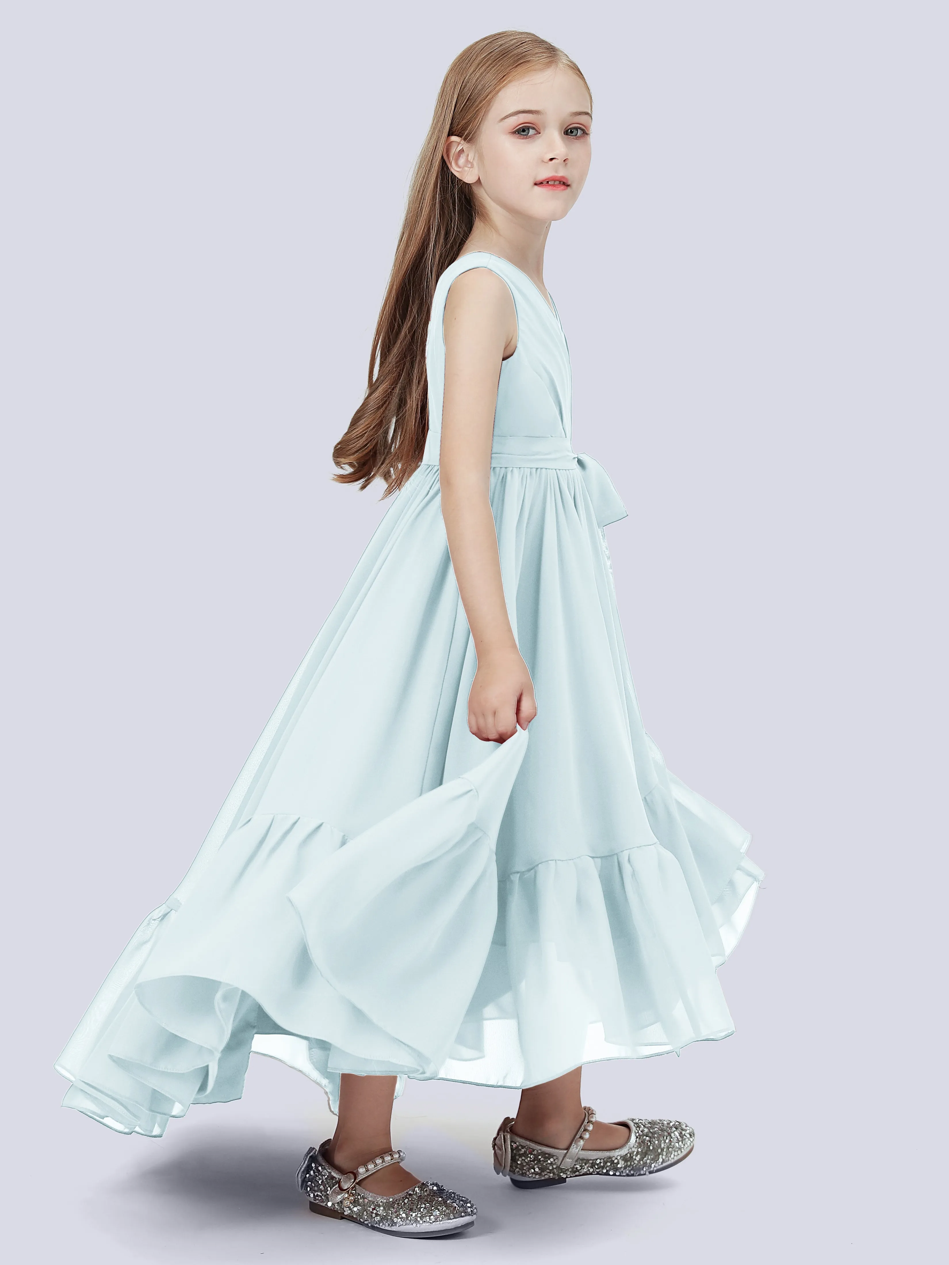 Chiffon High-Low Junior Bridesmaid Dress