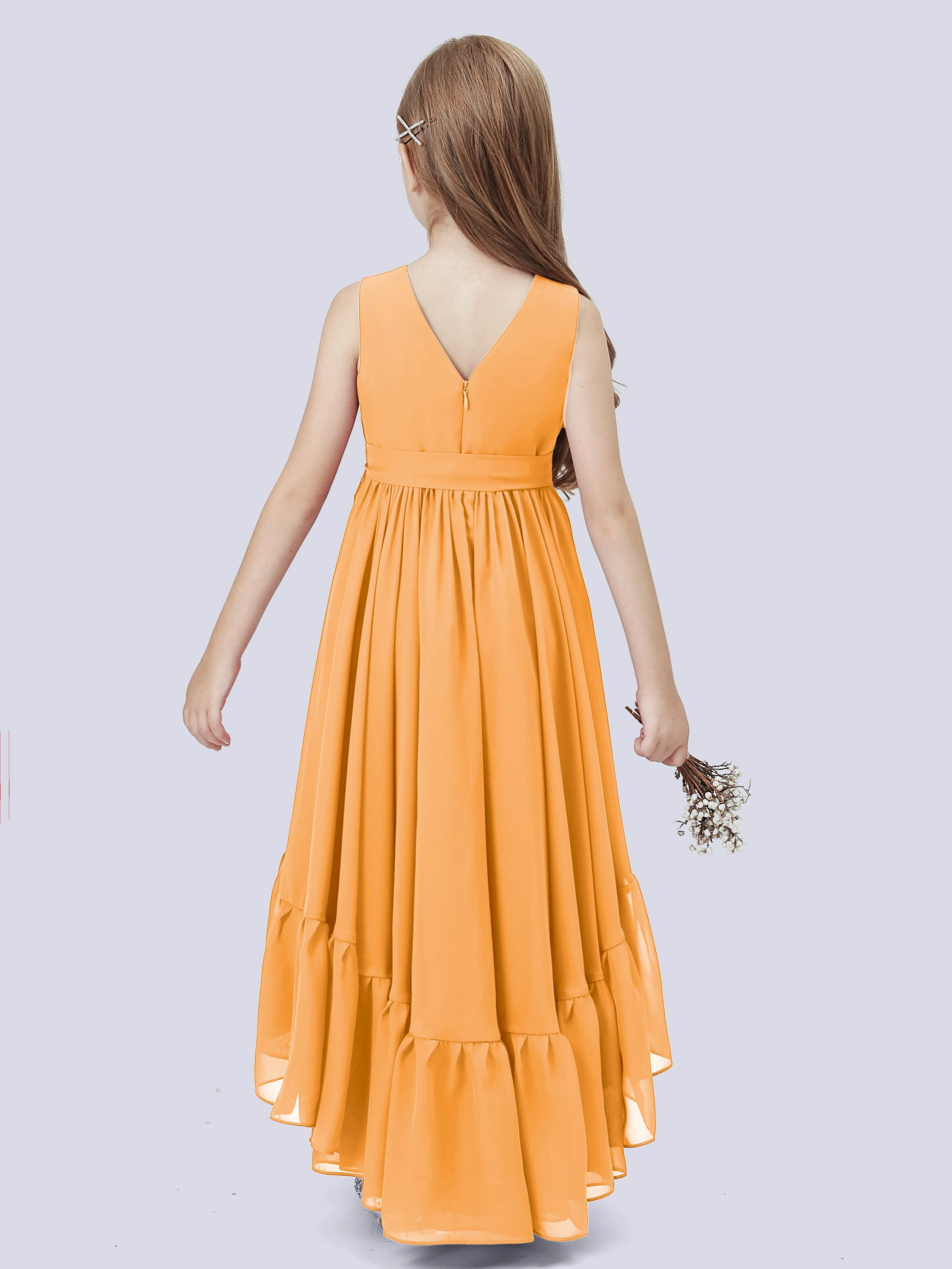 Chiffon High-Low Junior Bridesmaid Dress