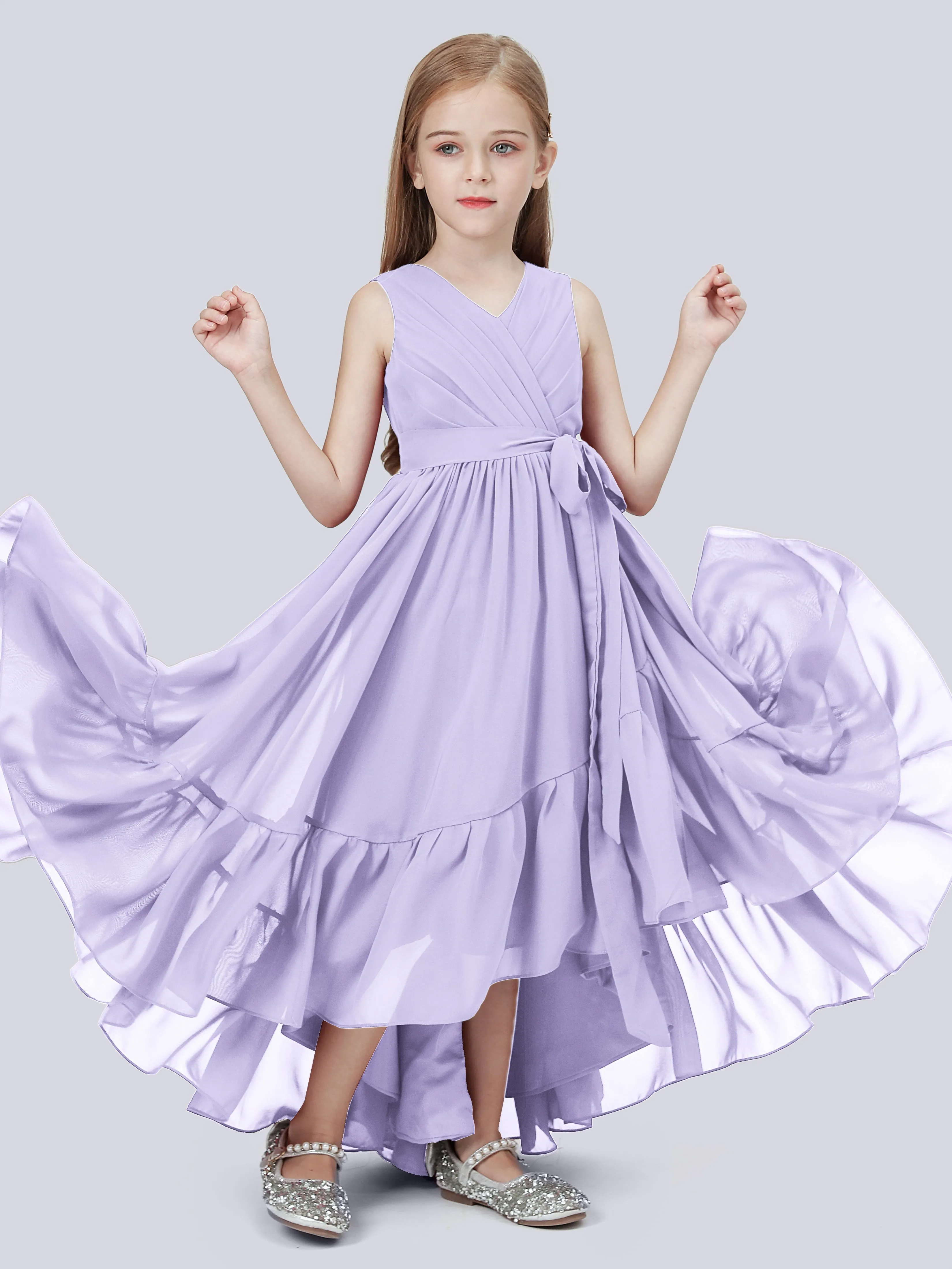 Chiffon High-Low Junior Bridesmaid Dress