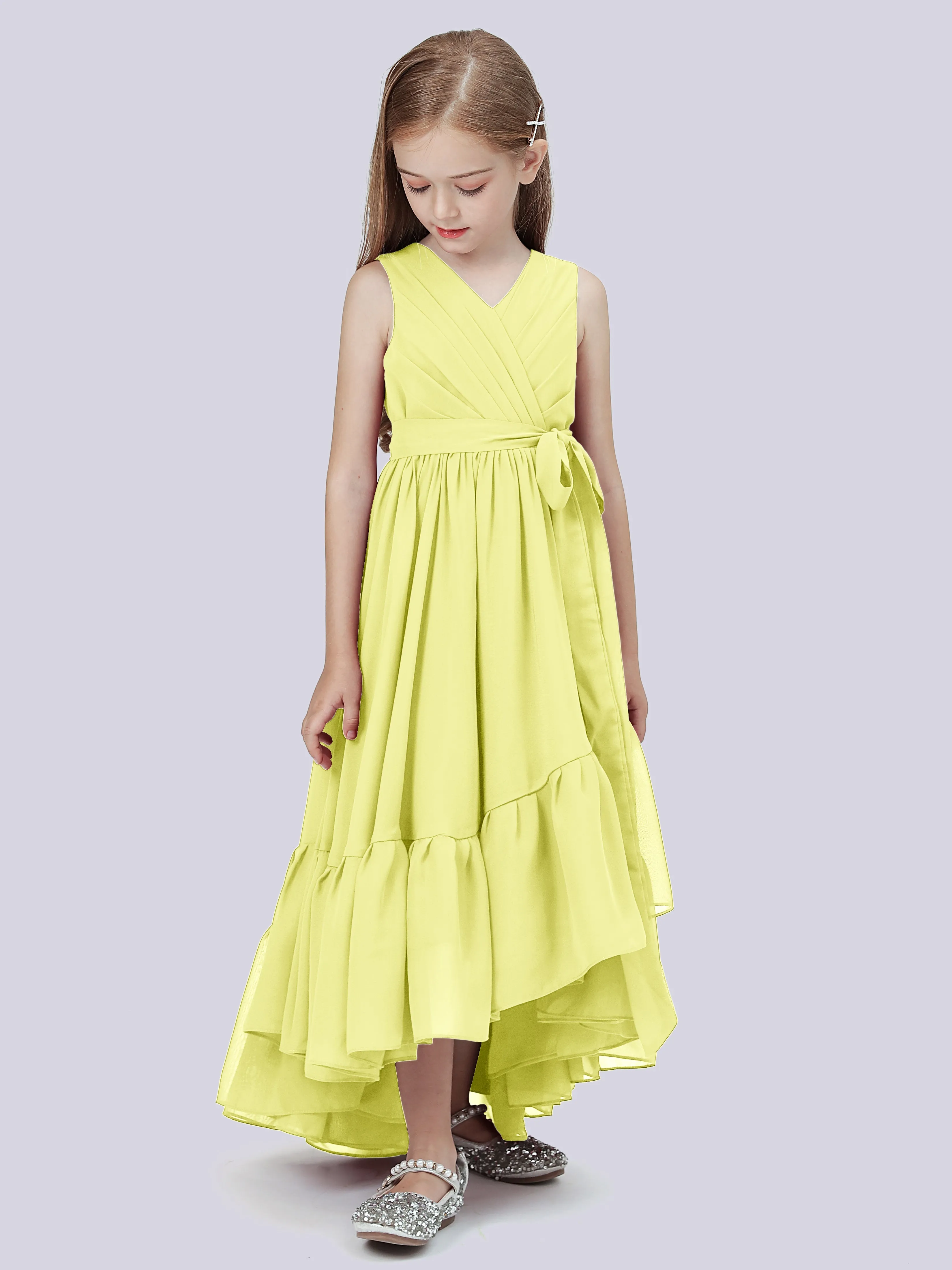 Chiffon High-Low Junior Bridesmaid Dress