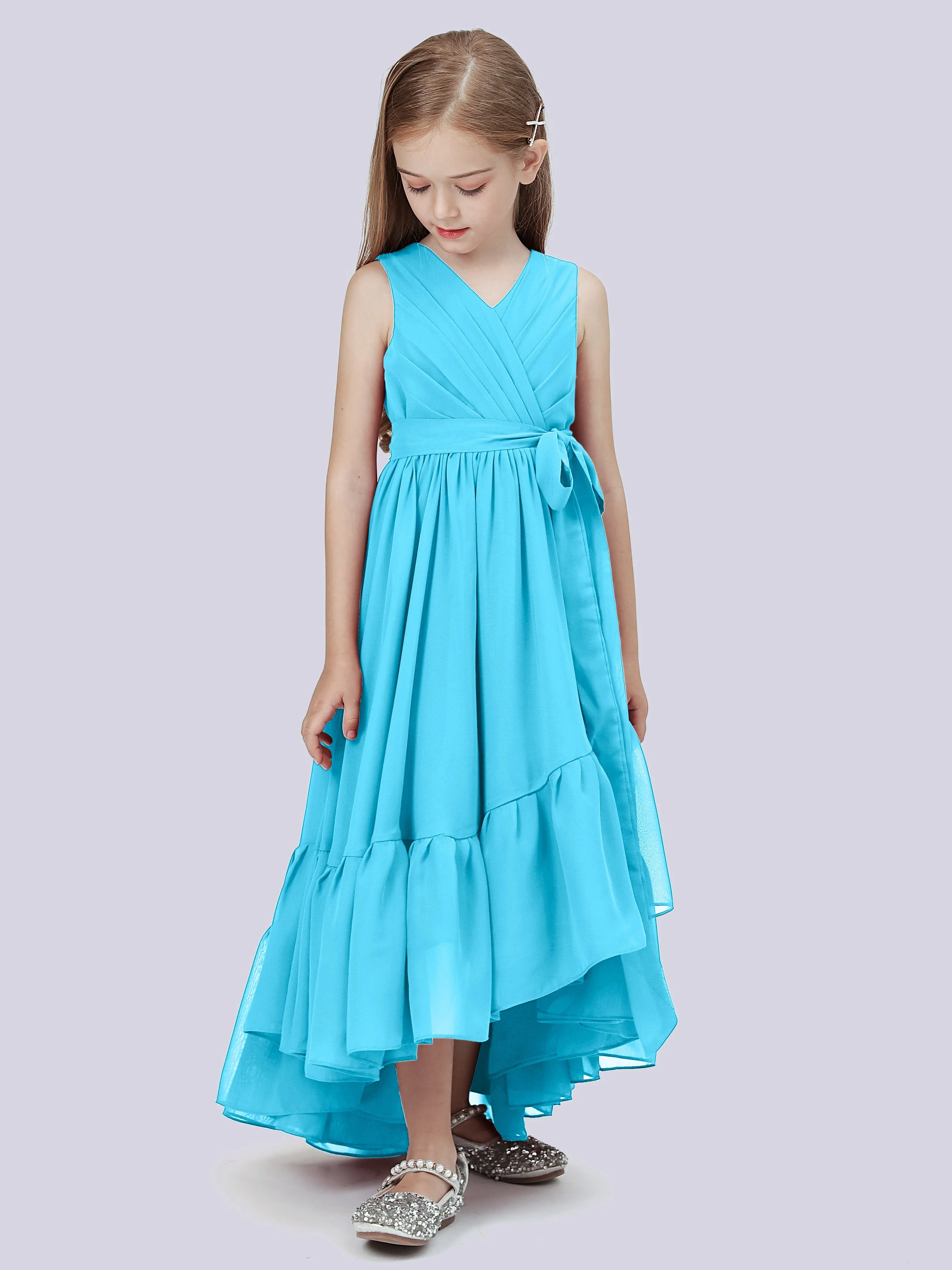 Chiffon High-Low Junior Bridesmaid Dress