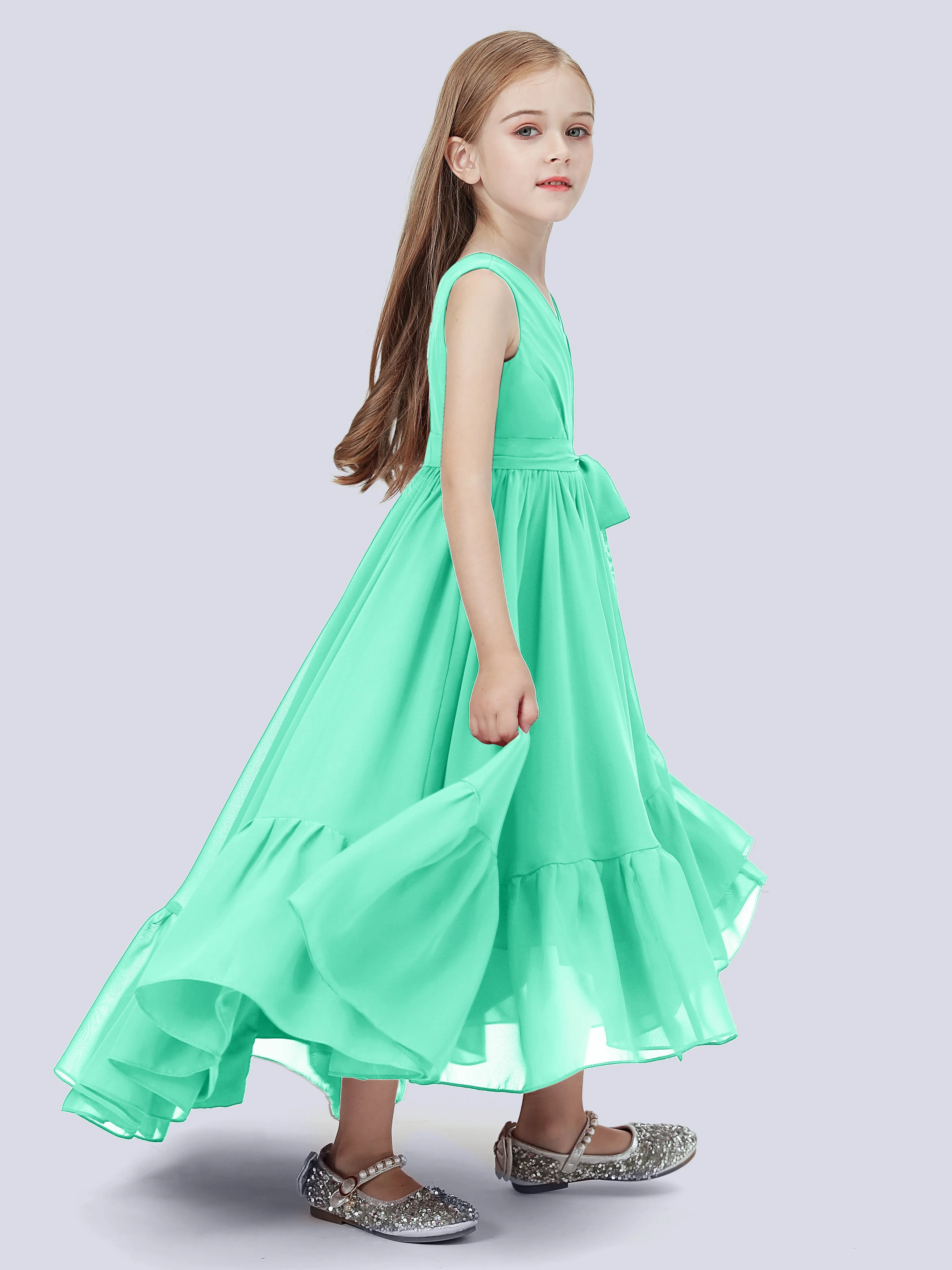 Chiffon High-Low Junior Bridesmaid Dress