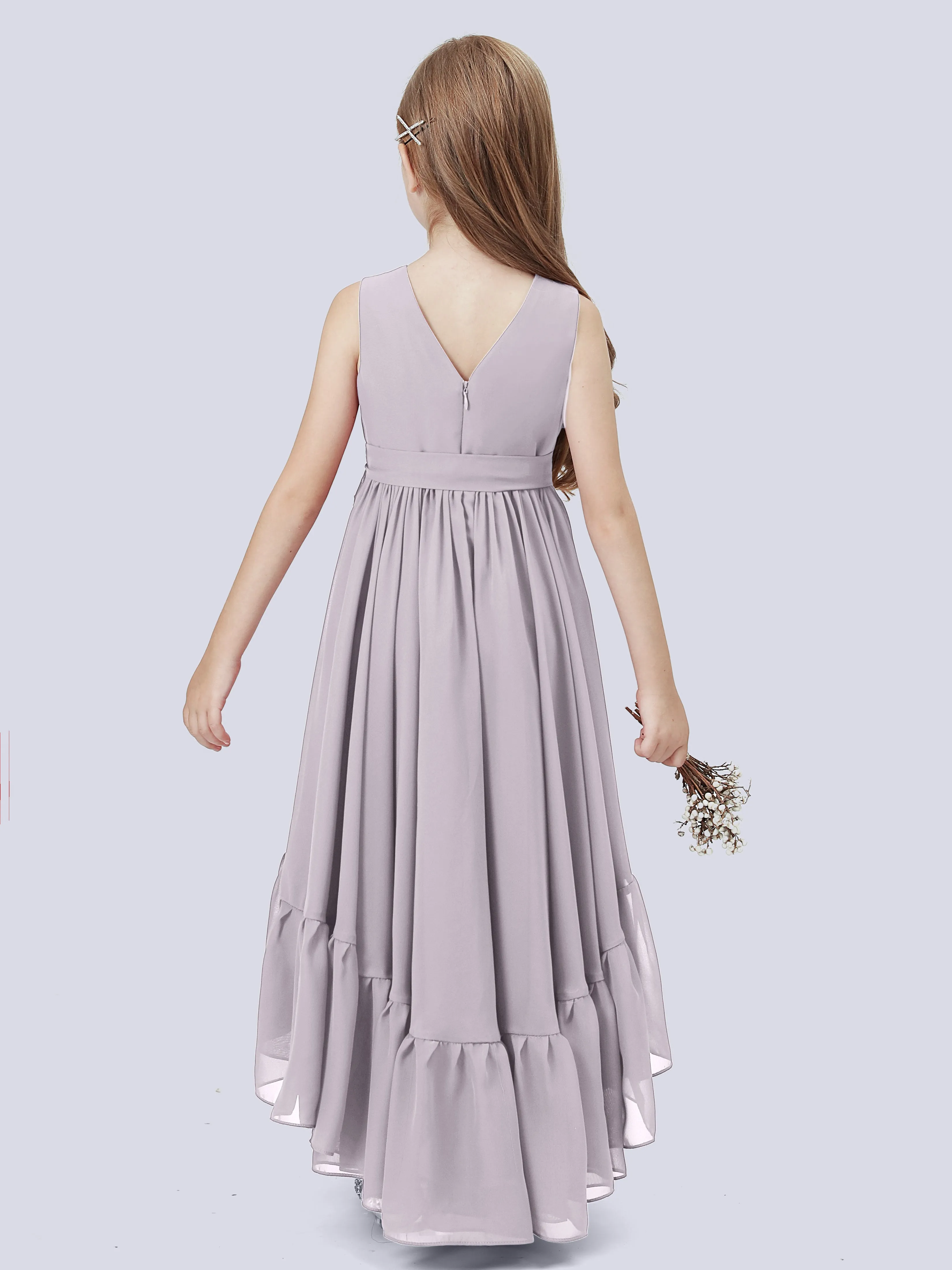 Chiffon High-Low Junior Bridesmaid Dress