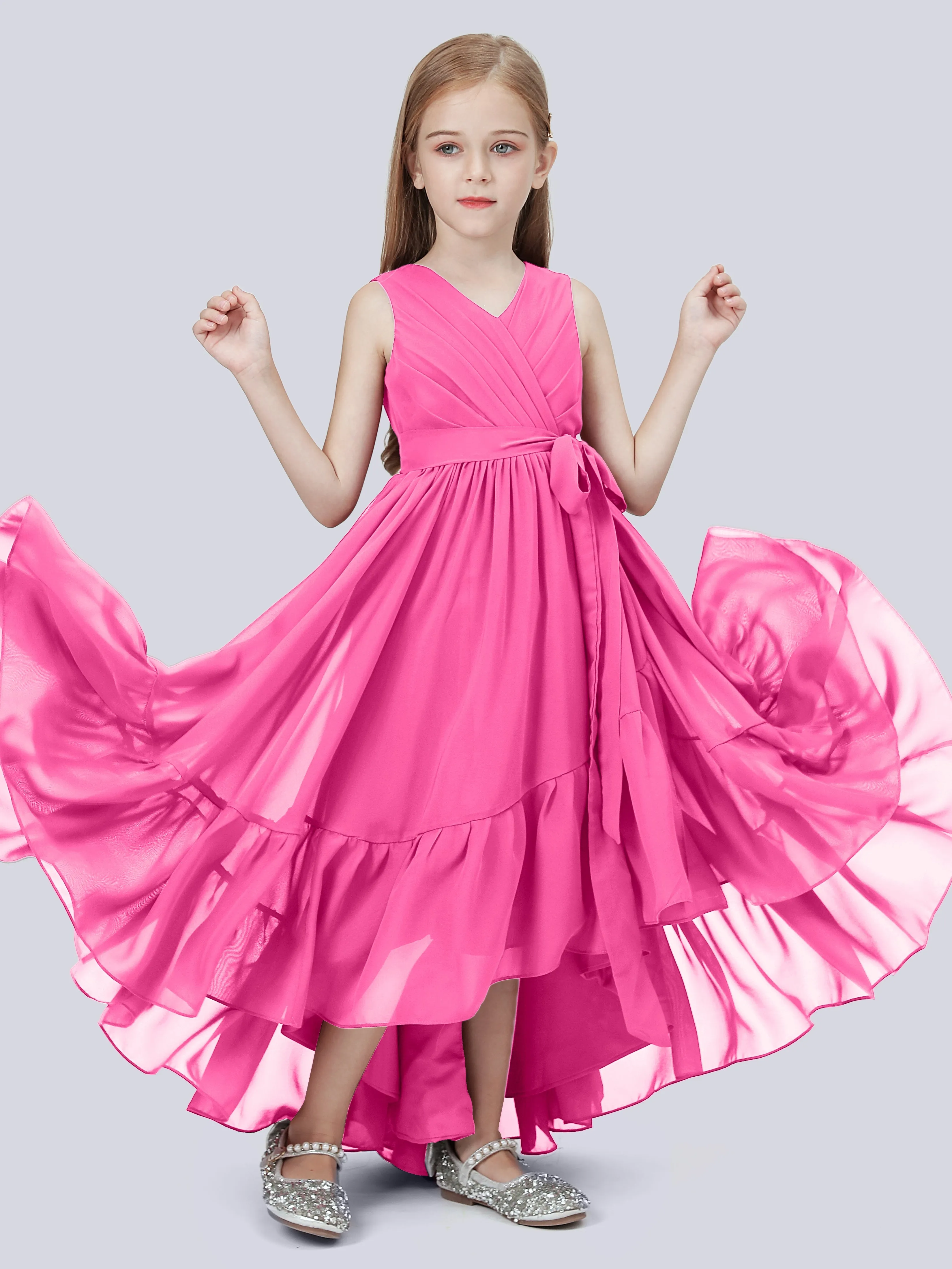 Chiffon High-Low Junior Bridesmaid Dress