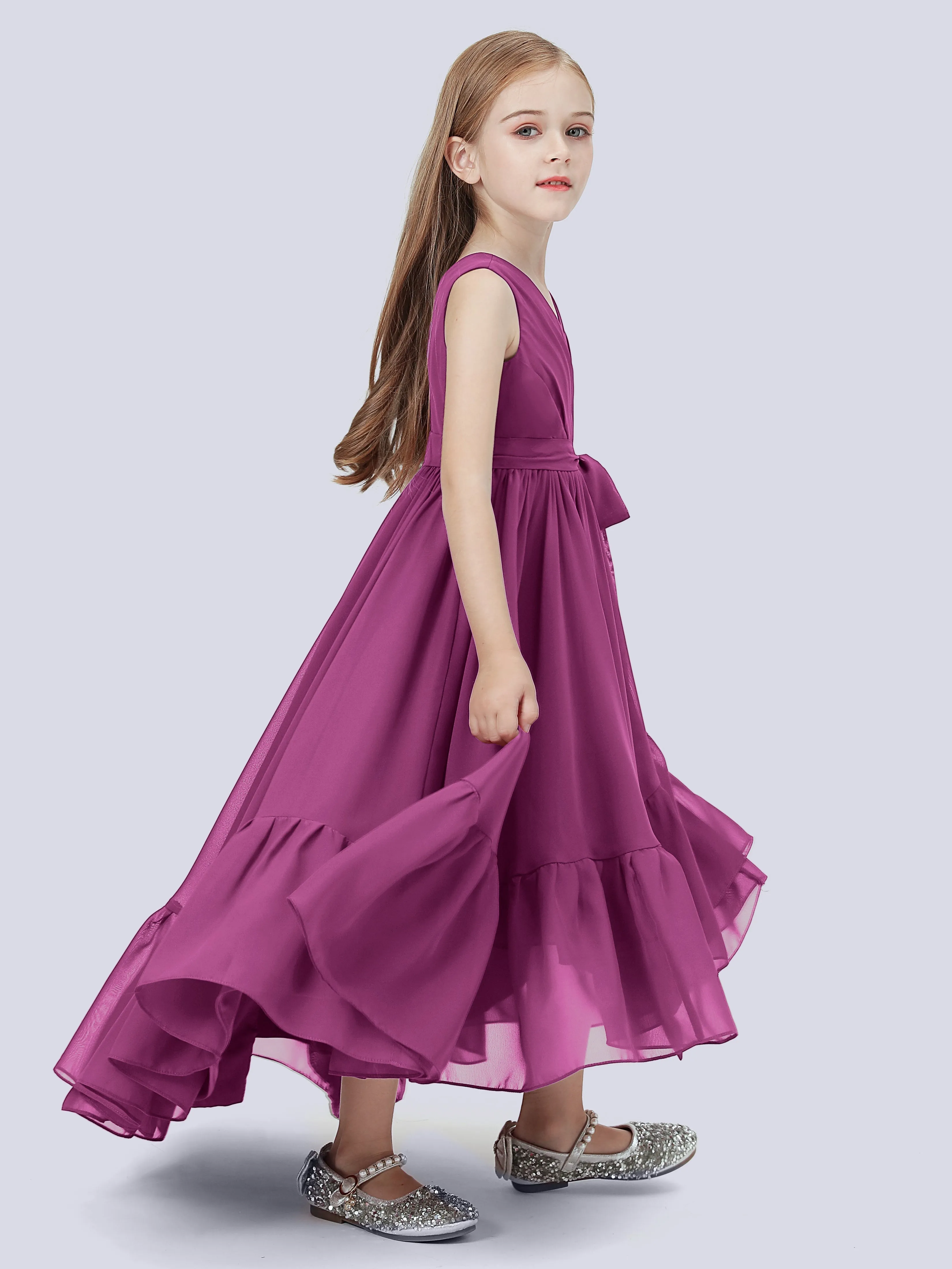 Chiffon High-Low Junior Bridesmaid Dress