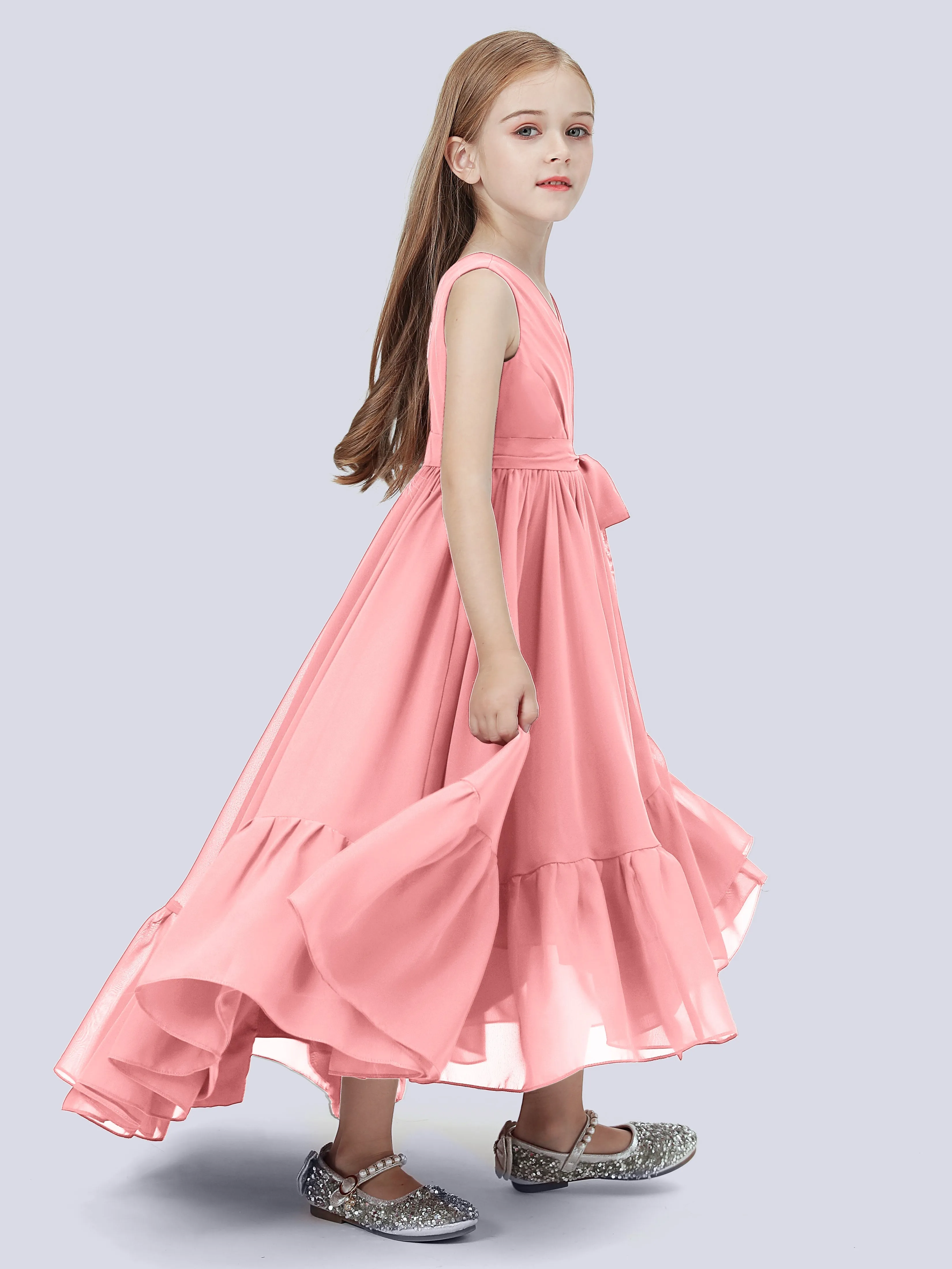 Chiffon High-Low Junior Bridesmaid Dress