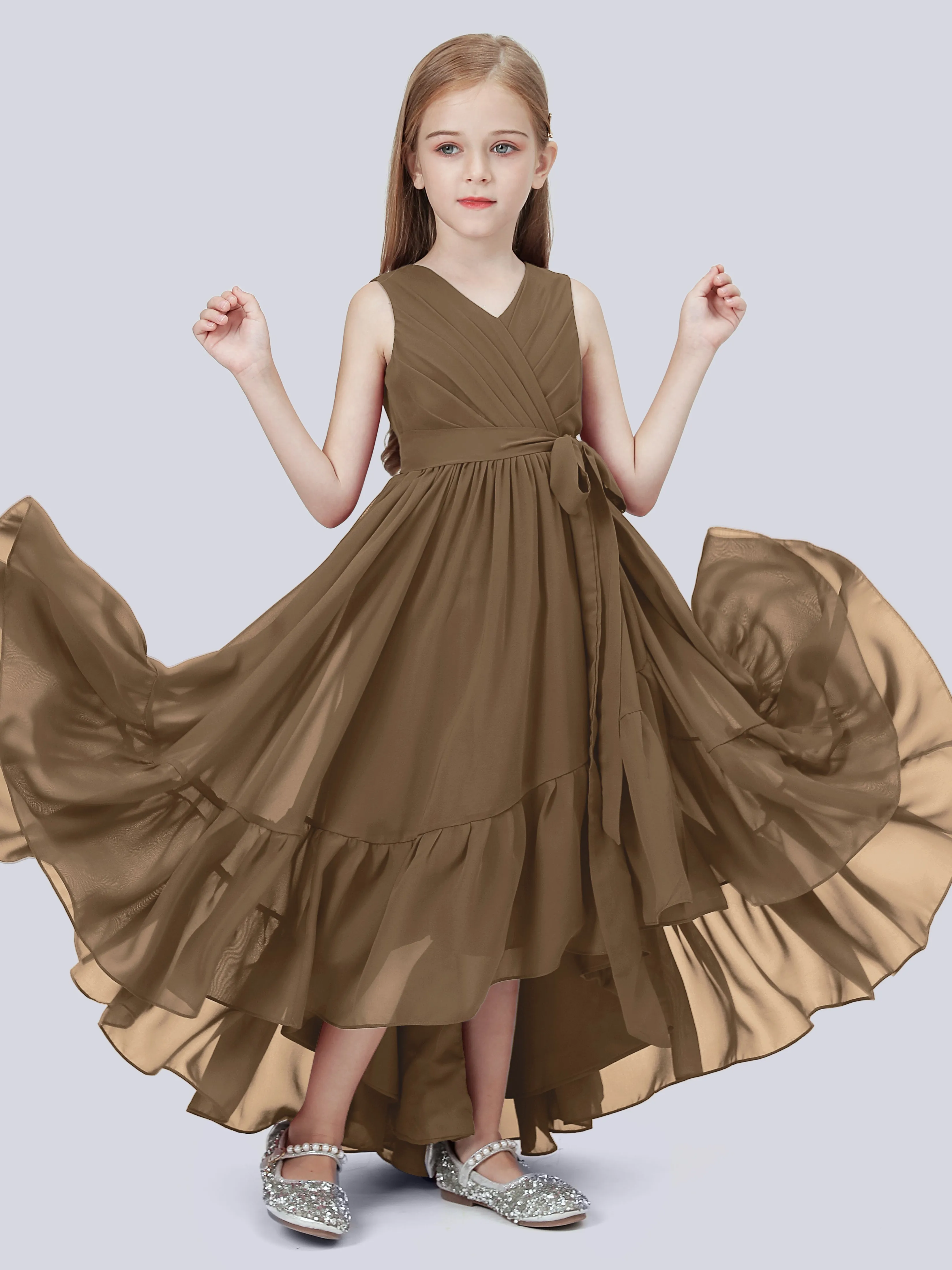 Chiffon High-Low Junior Bridesmaid Dress