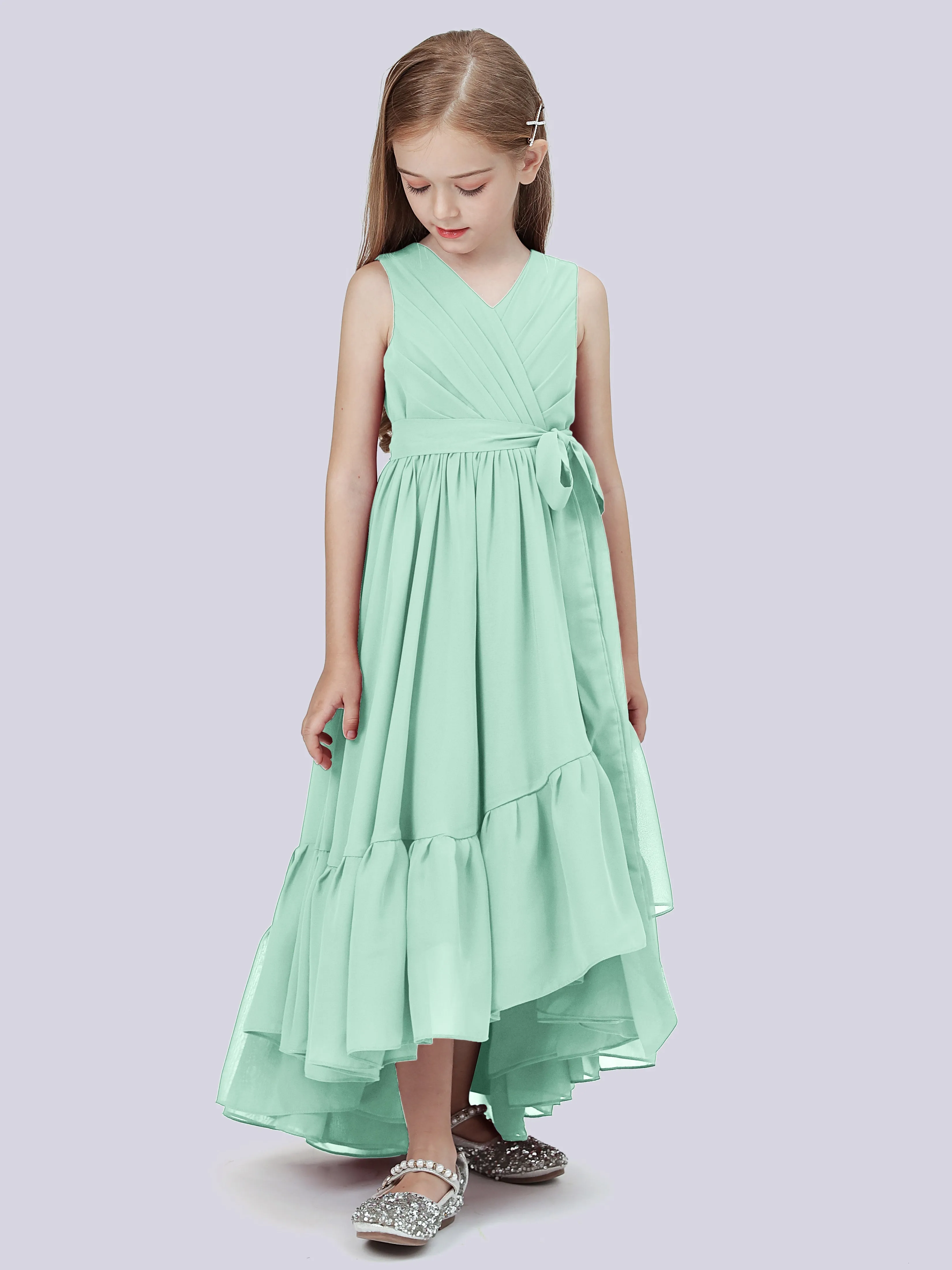 Chiffon High-Low Junior Bridesmaid Dress