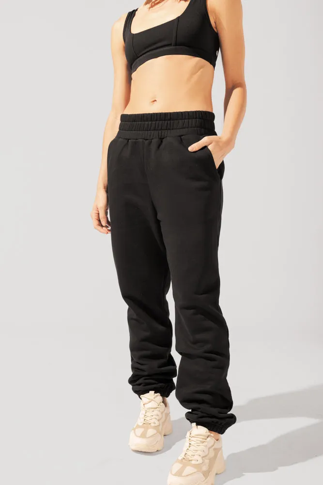 Cloud Rollover Sweatpant - Black